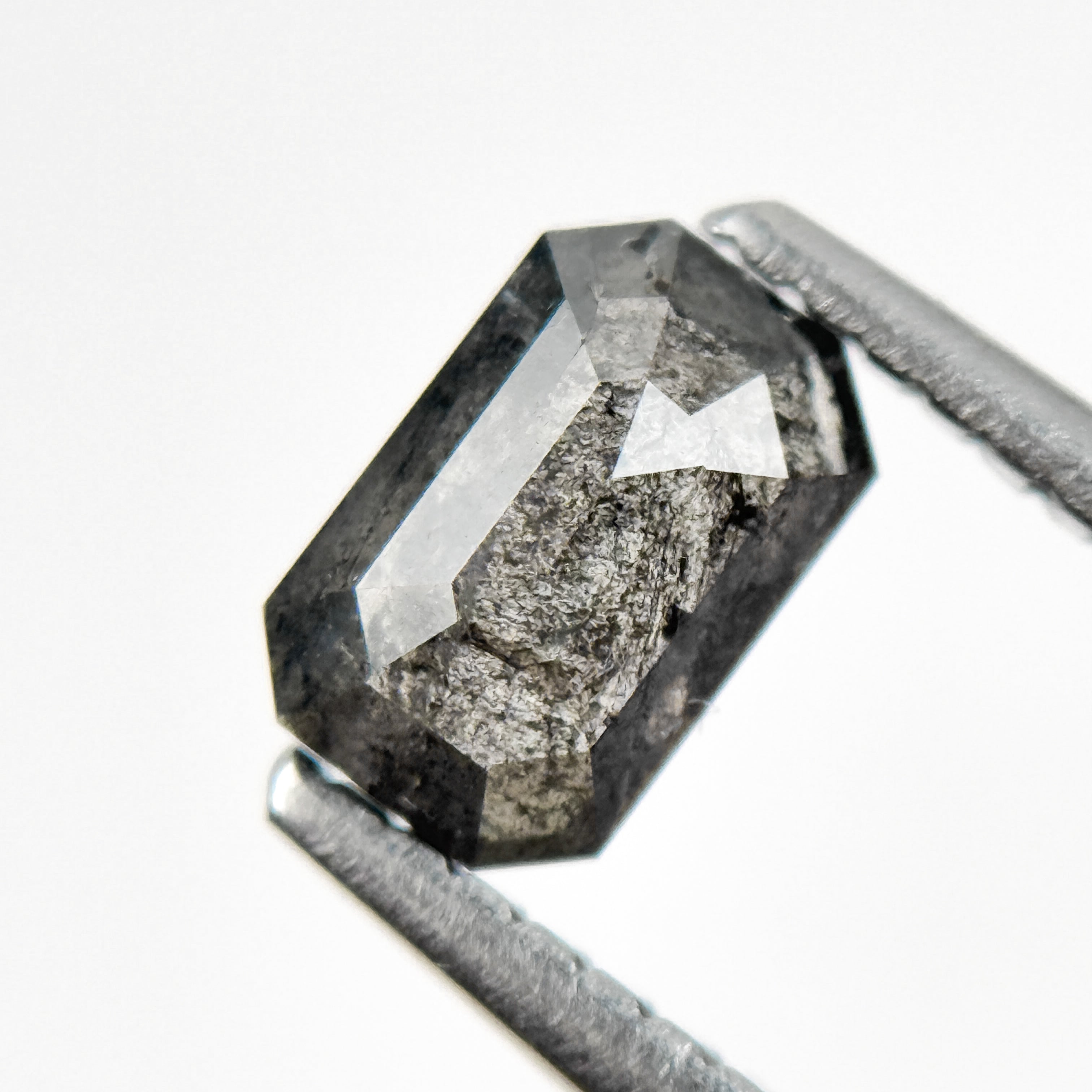 0.76 Ct Emerald Rose Cut Grey Natural Salt and Pepper Diamond