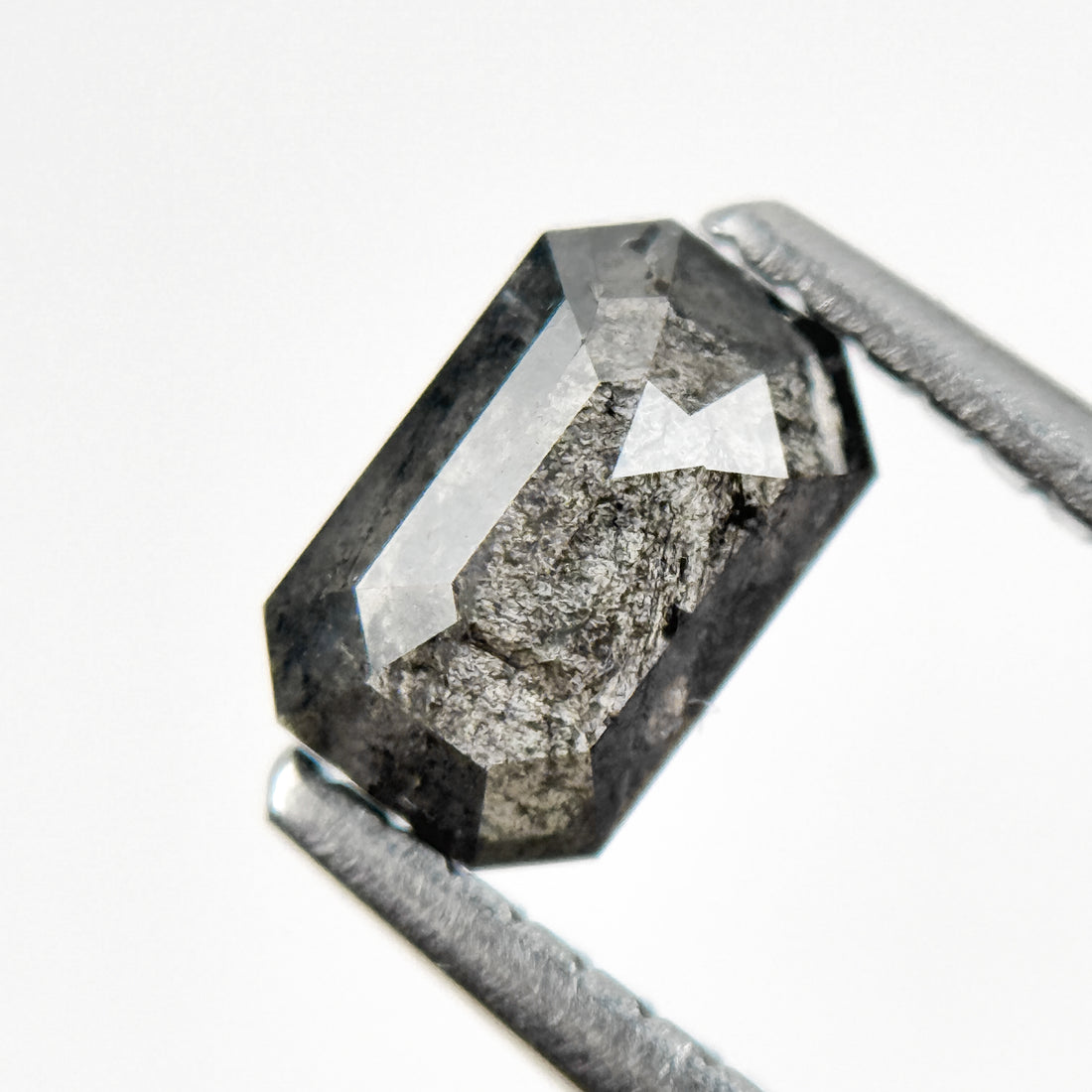 0.76 Ct Emerald Rose Cut Grey Natural Salt and Pepper Diamond