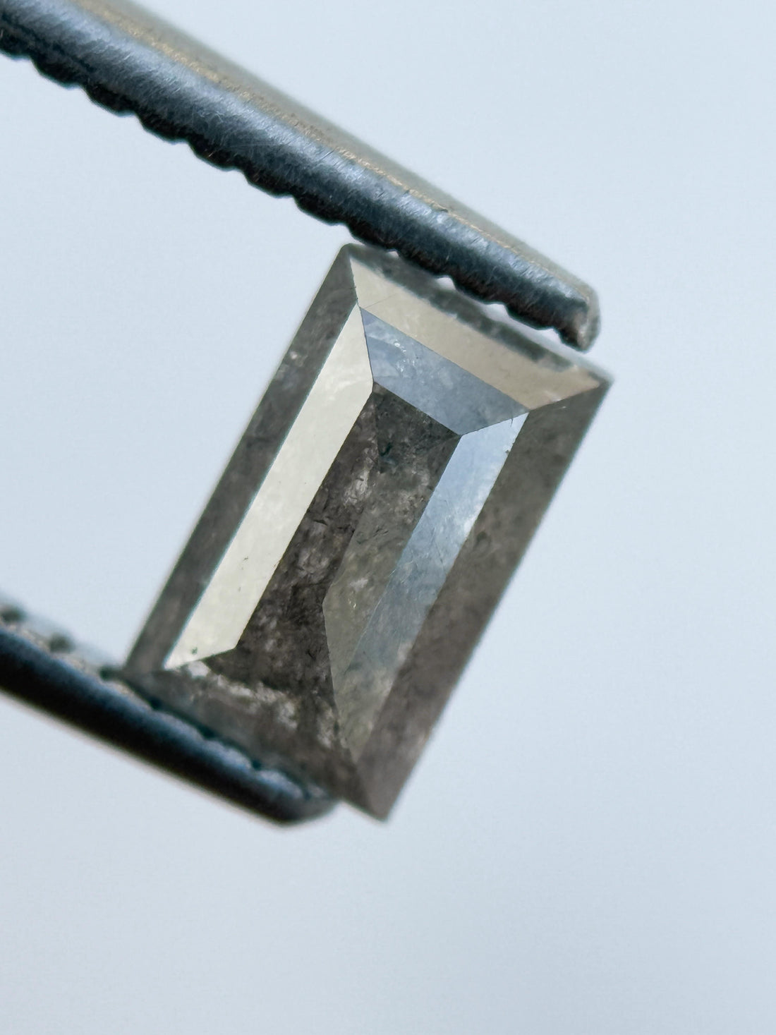 0.83 Ct Baguette Rose Cut Grey Natural Salt and Pepper Diamond