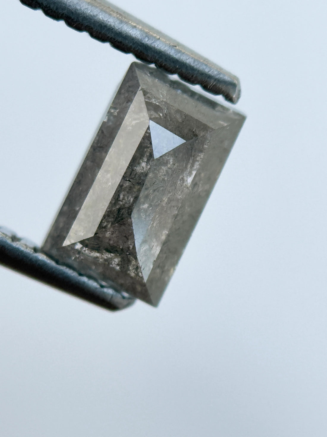 0.83 Ct Baguette Rose Cut Grey Natural Salt and Pepper Diamond