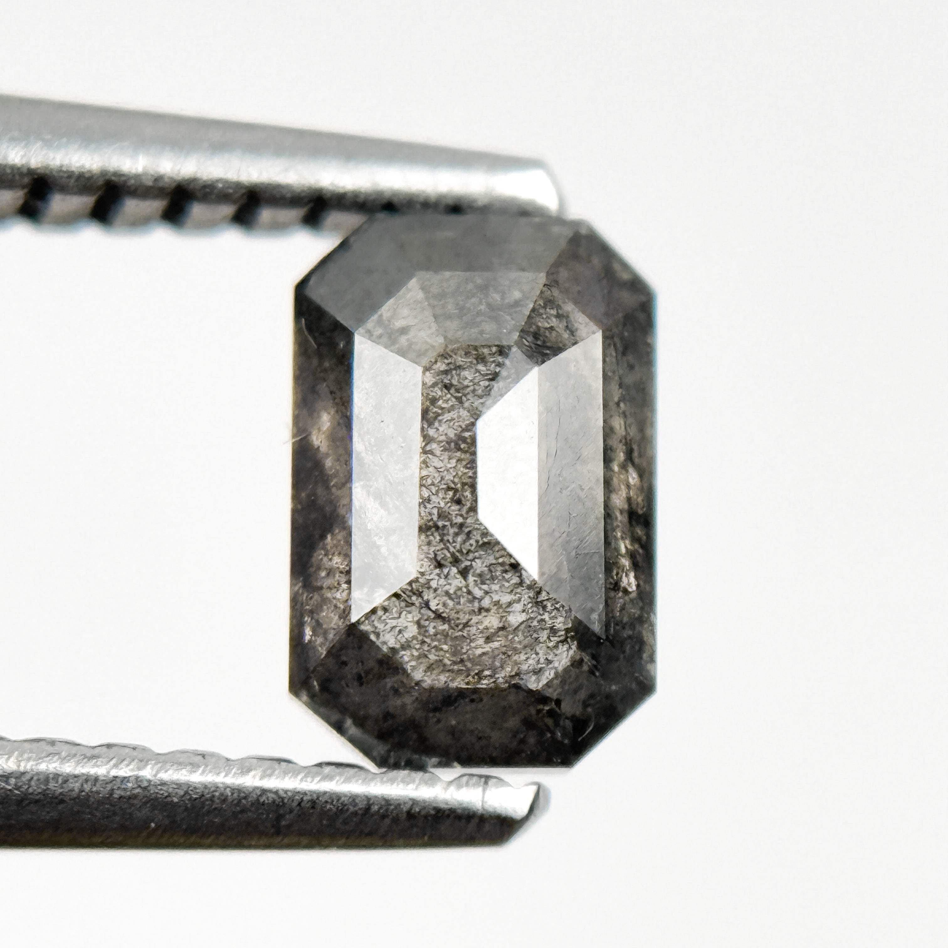 0.76 Ct Emerald Rose Cut Grey Natural Salt and Pepper Diamond