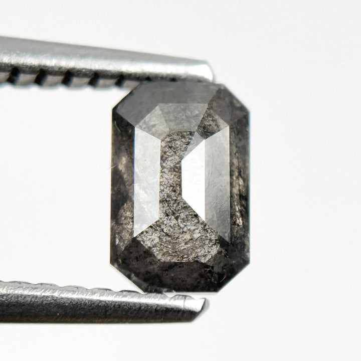 0.76 Ct Emerald Rose Cut Grey Natural Salt and Pepper Diamond