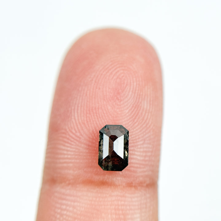 0.76 Ct Emerald Rose Cut Grey Natural Salt and Pepper Diamond