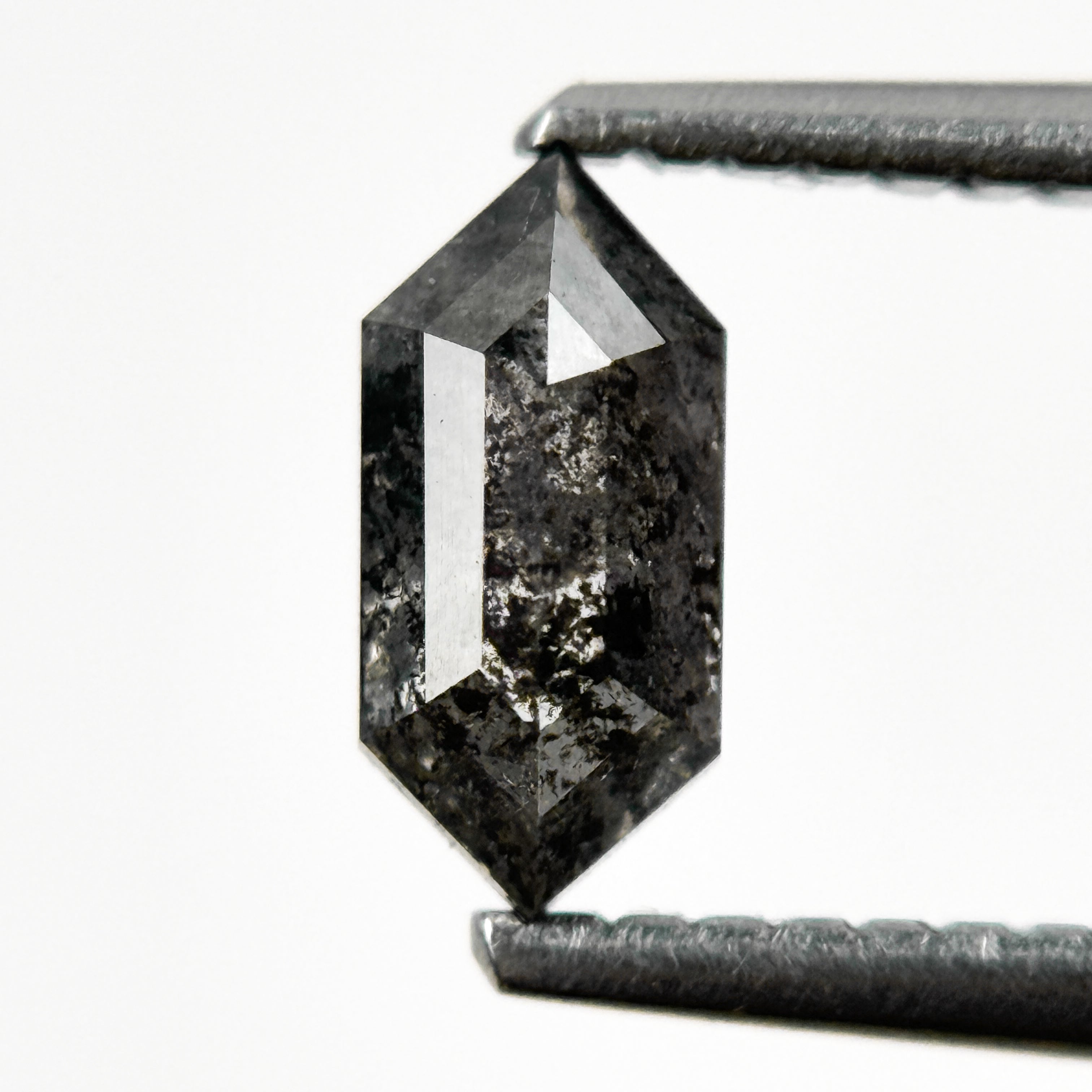 0.66 Ct Hexagon Rose Cut Grey Natural Salt and Pepper Diamond