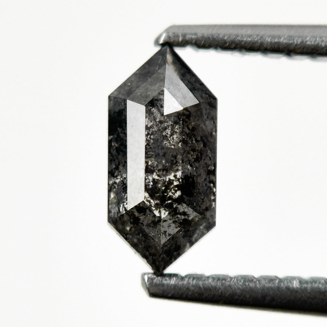 0.66 Ct Hexagon Rose Cut Grey Natural Salt and Pepper Diamond