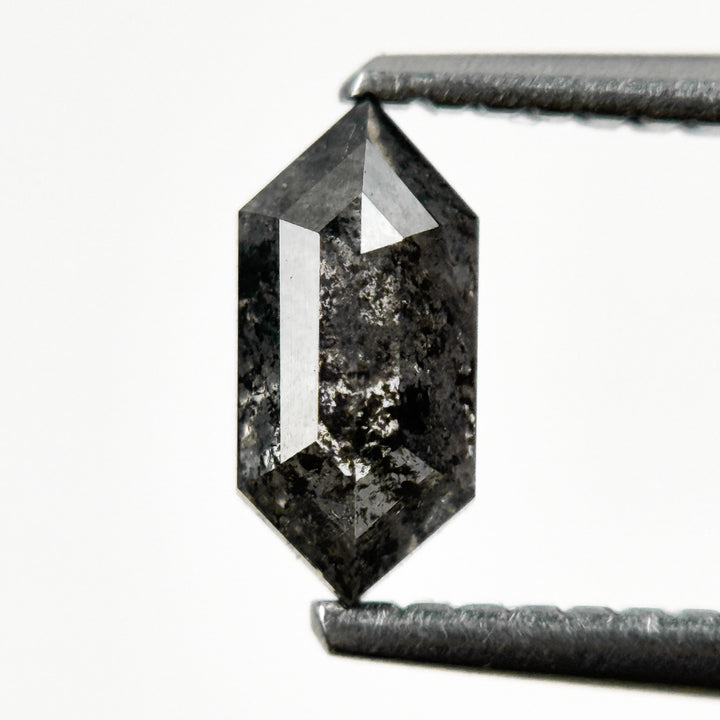 0.66 Ct Hexagon Rose Cut Grey Natural Salt and Pepper Diamond