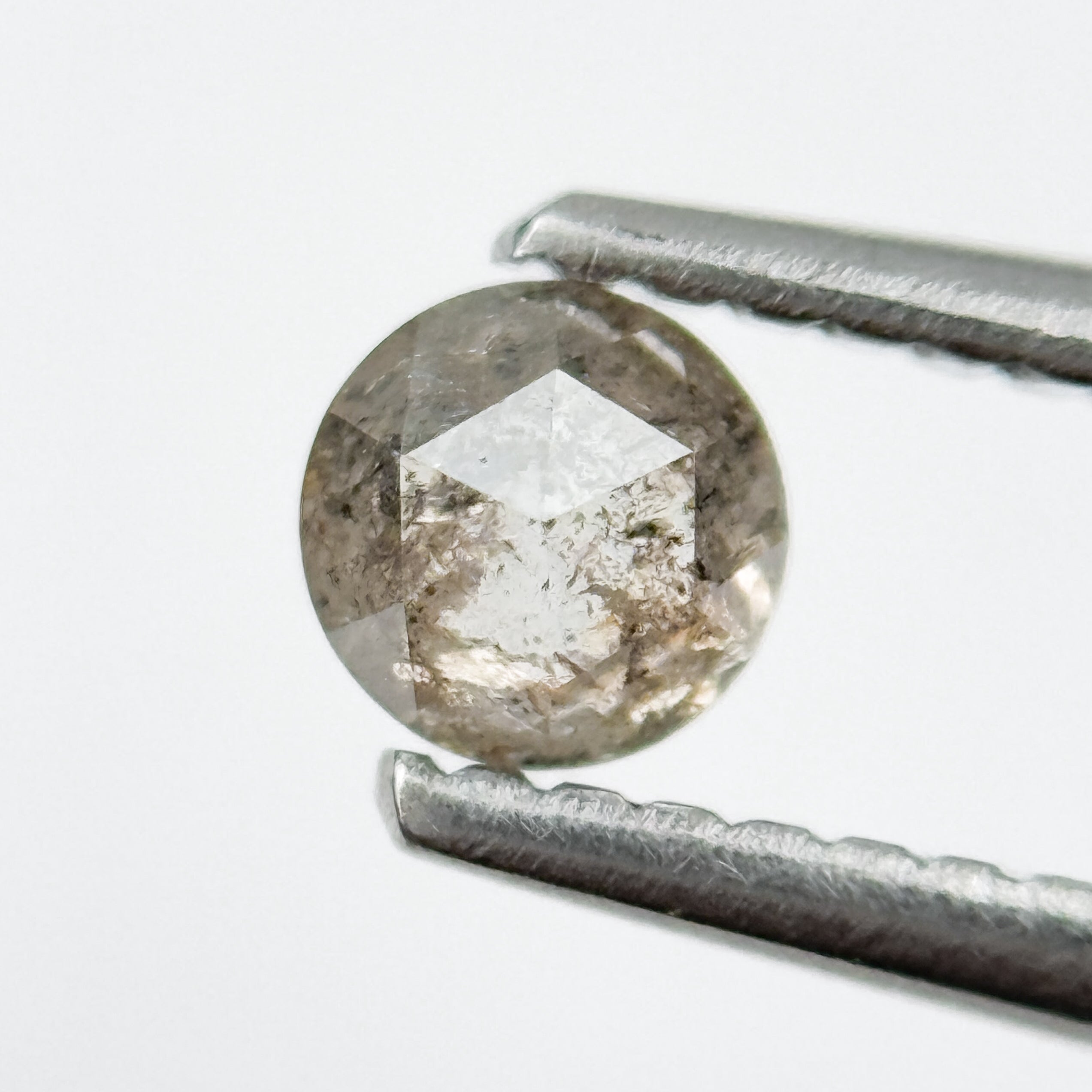 0.36 Ct Round Rose Cut Grey Natural Salt and Pepper Diamond