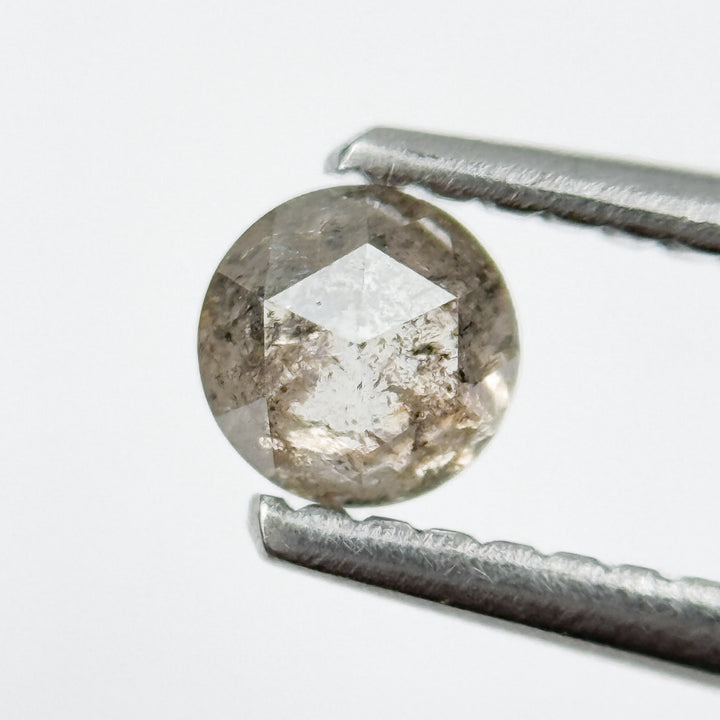 0.36 Ct Round Rose Cut Grey Natural Salt and Pepper Diamond