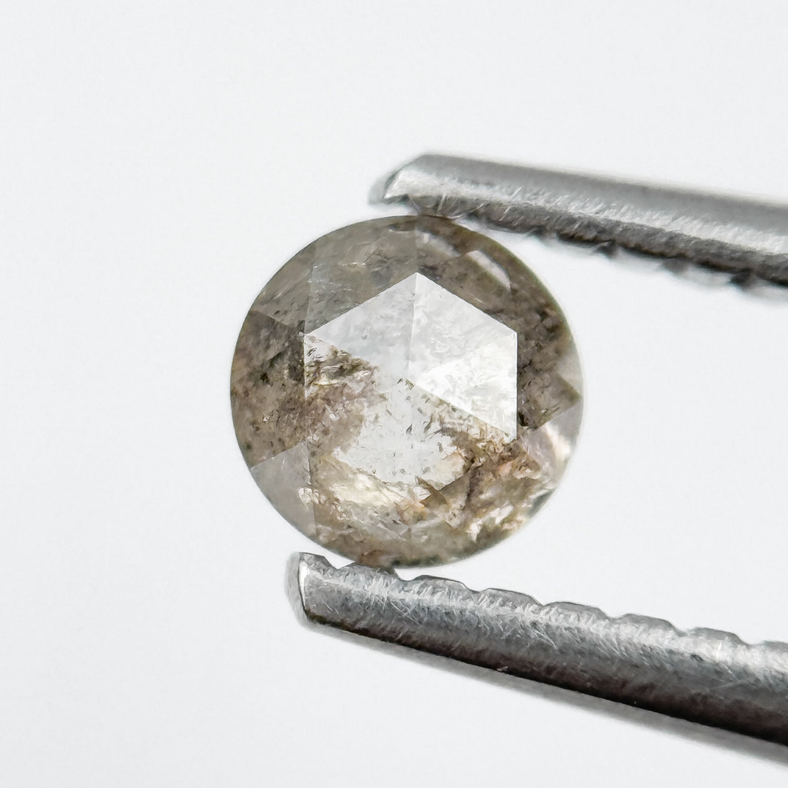 0.36 Ct Round Rose Cut Grey Natural Salt and Pepper Diamond