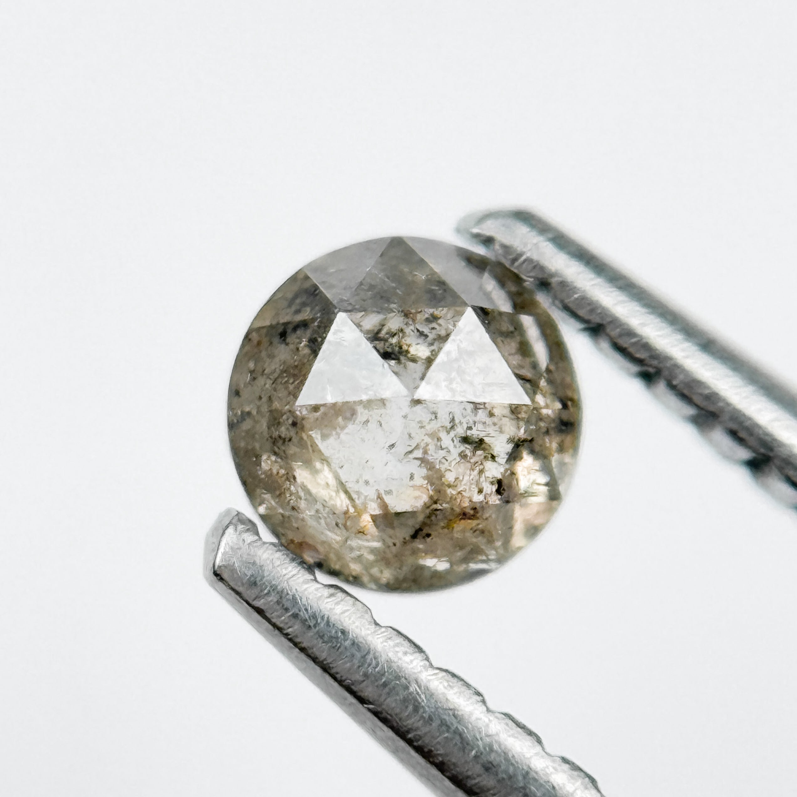 0.36 Ct Round Rose Cut Grey Natural Salt and Pepper Diamond