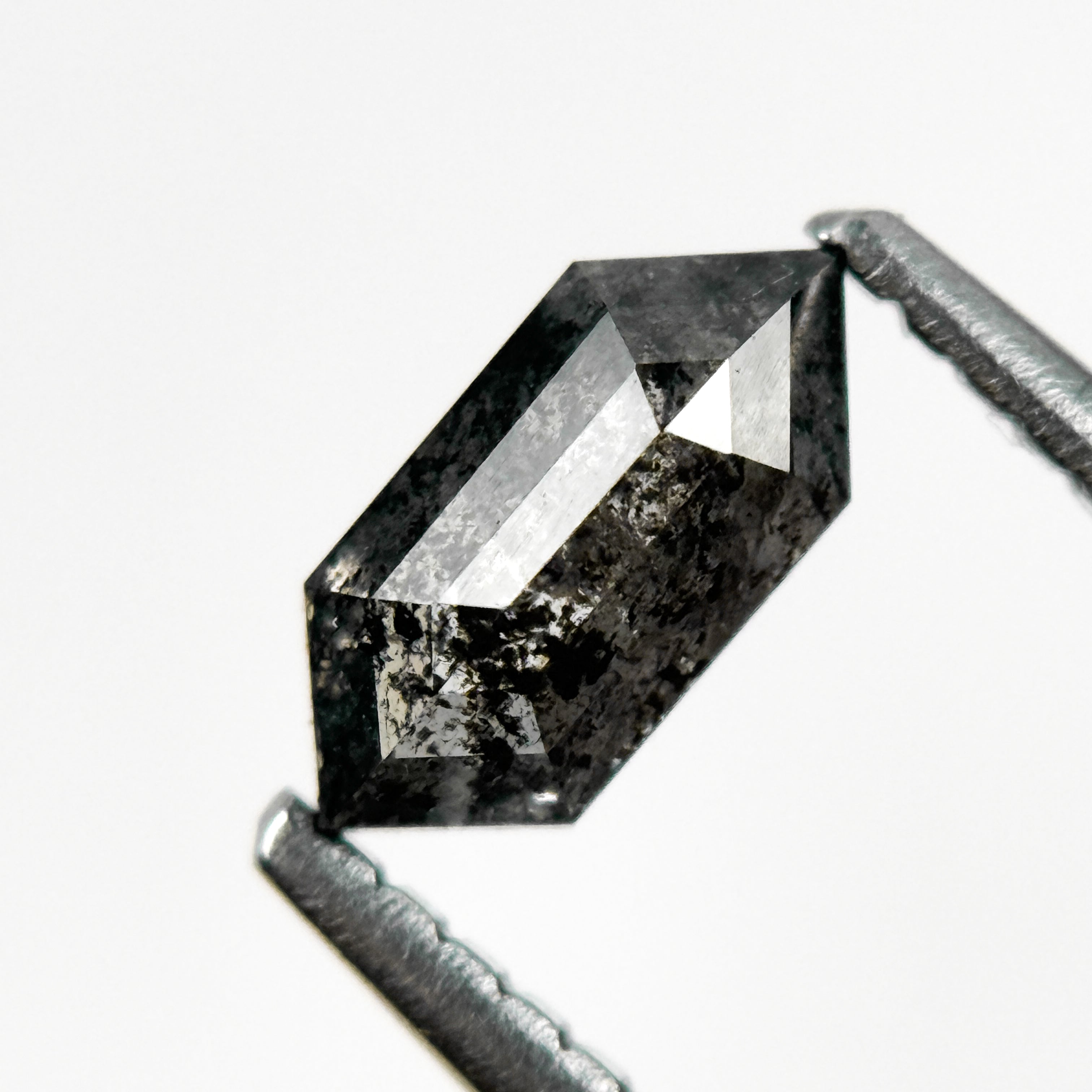 0.66 Ct Hexagon Rose Cut Grey Natural Salt and Pepper Diamond