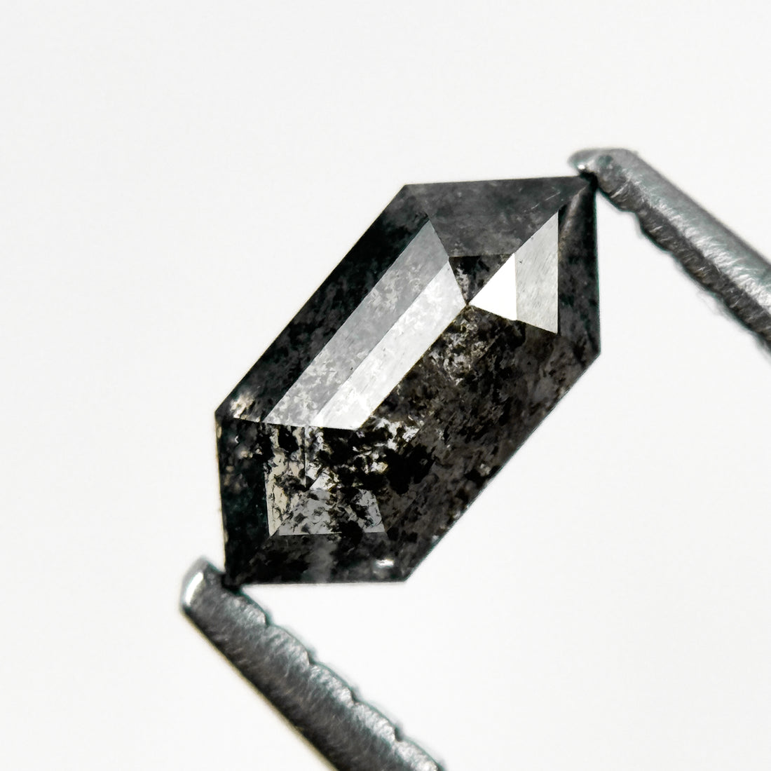 0.66 Ct Hexagon Rose Cut Grey Natural Salt and Pepper Diamond