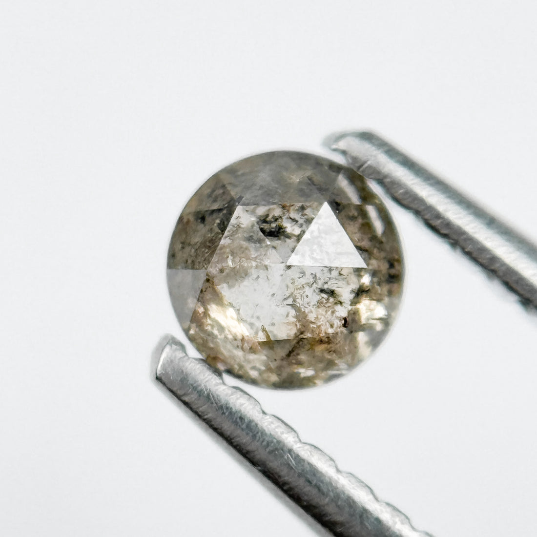 0.36 Ct Round Rose Cut Grey Natural Salt and Pepper Diamond