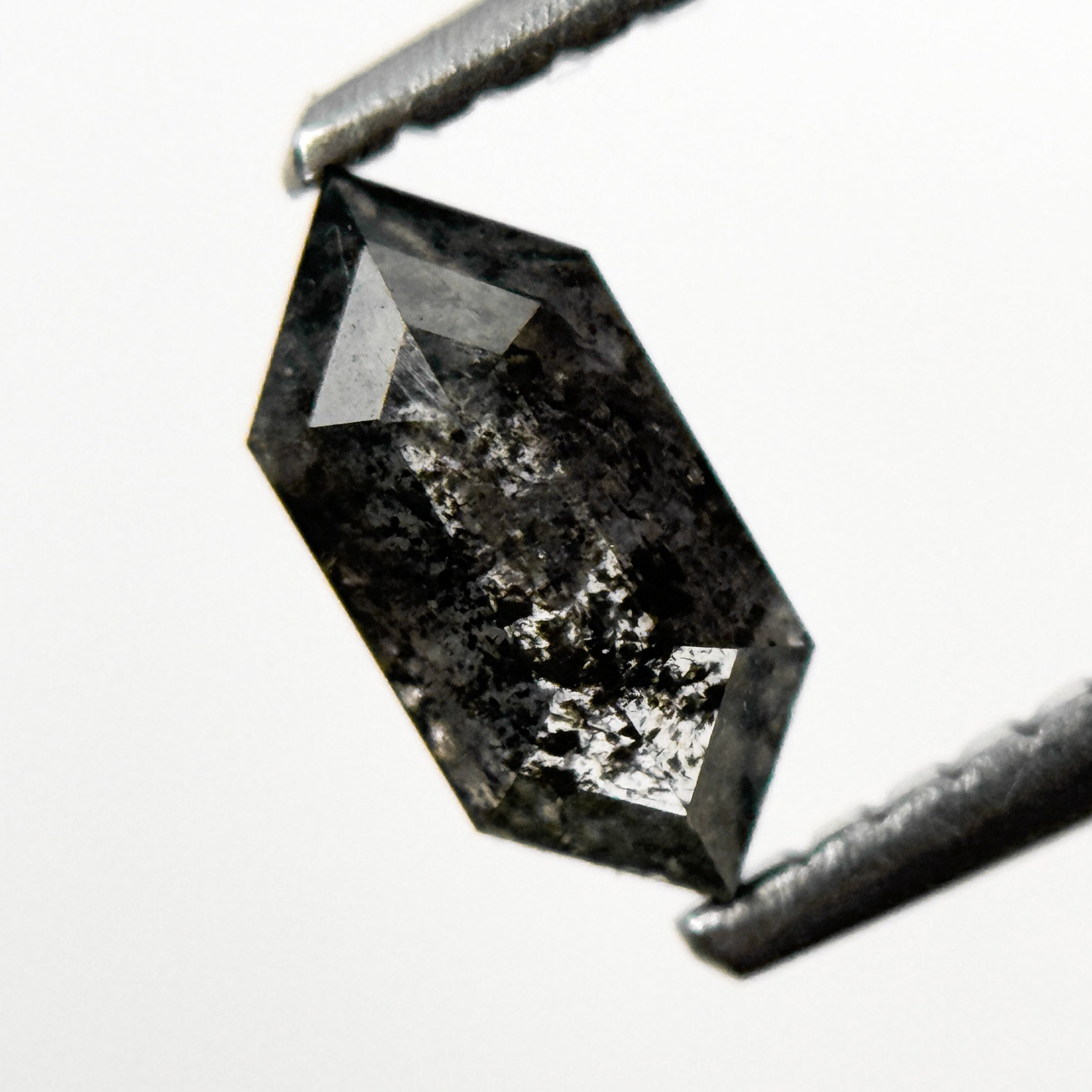 0.66 Ct Hexagon Rose Cut Grey Natural Salt and Pepper Diamond