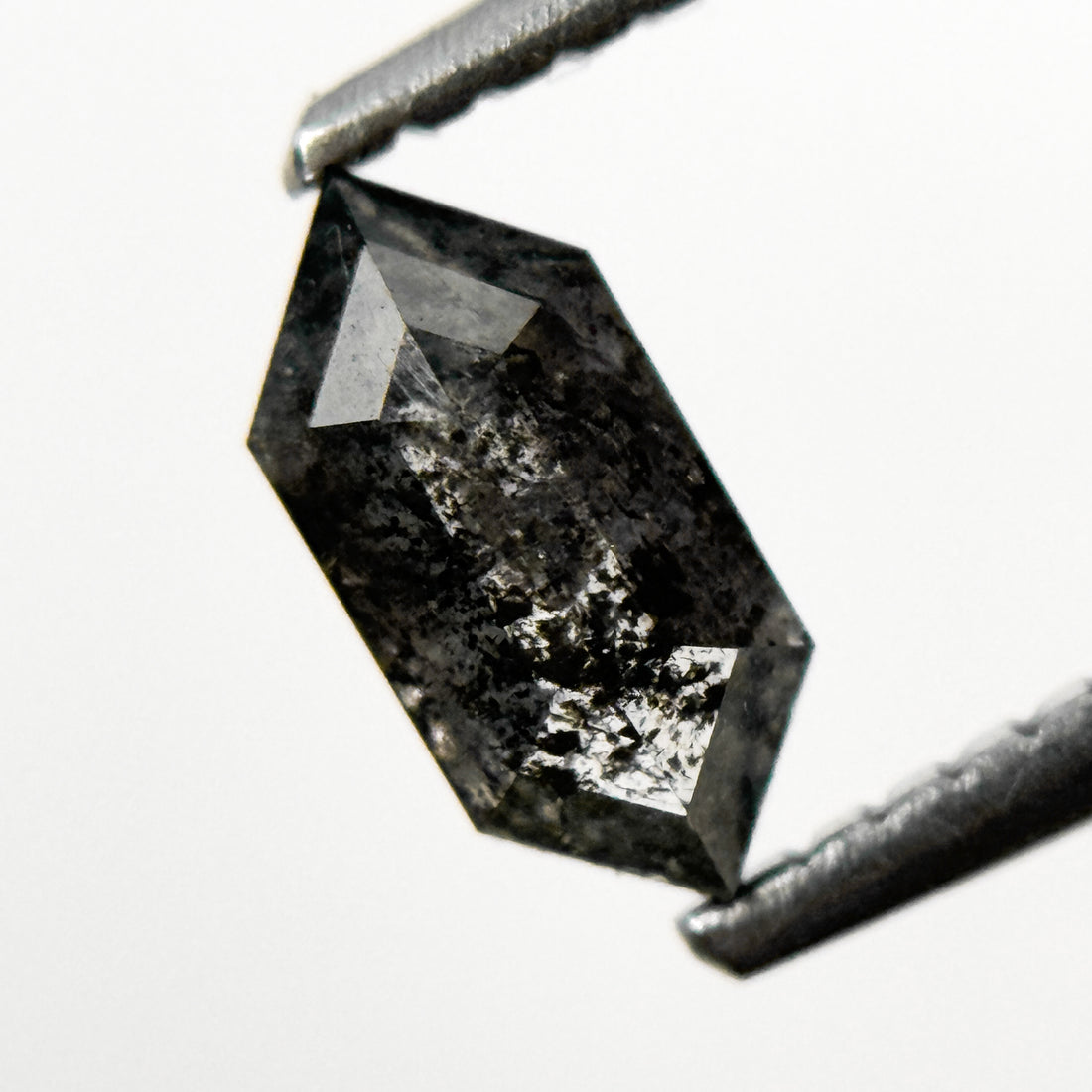 0.66 Ct Hexagon Rose Cut Grey Natural Salt and Pepper Diamond