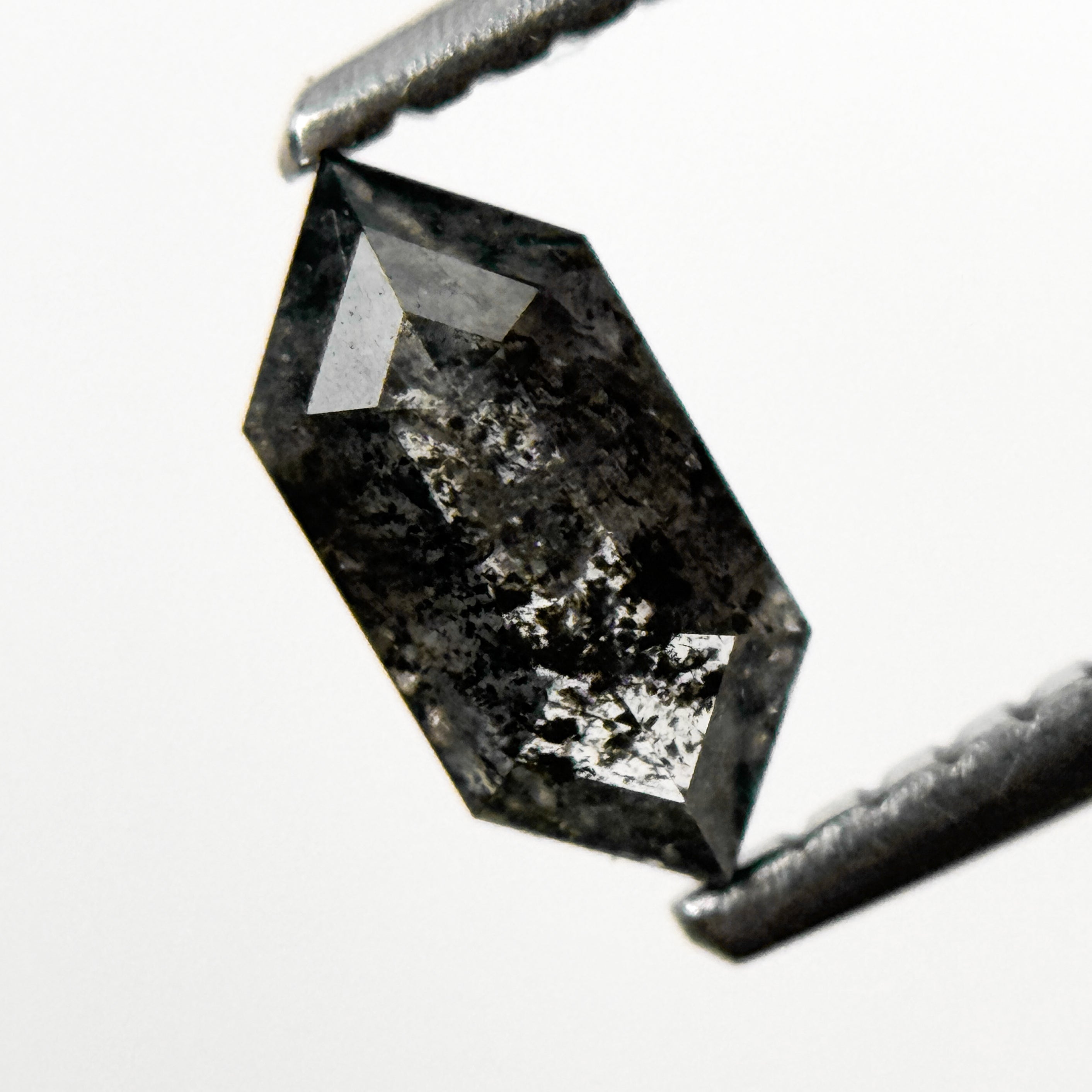 0.66 Ct Hexagon Rose Cut Grey Natural Salt and Pepper Diamond
