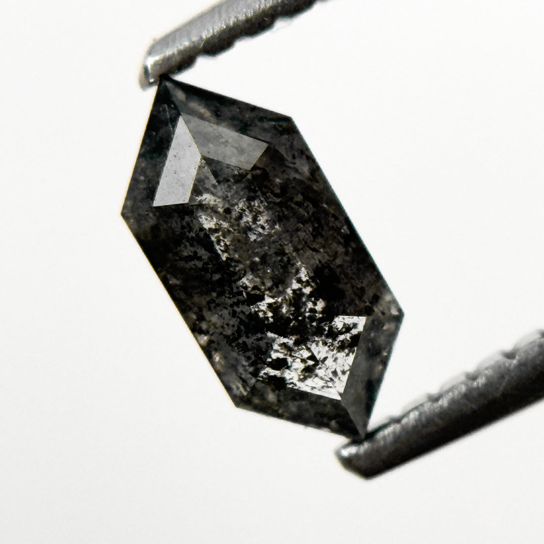 0.66 Ct Hexagon Rose Cut Grey Natural Salt and Pepper Diamond