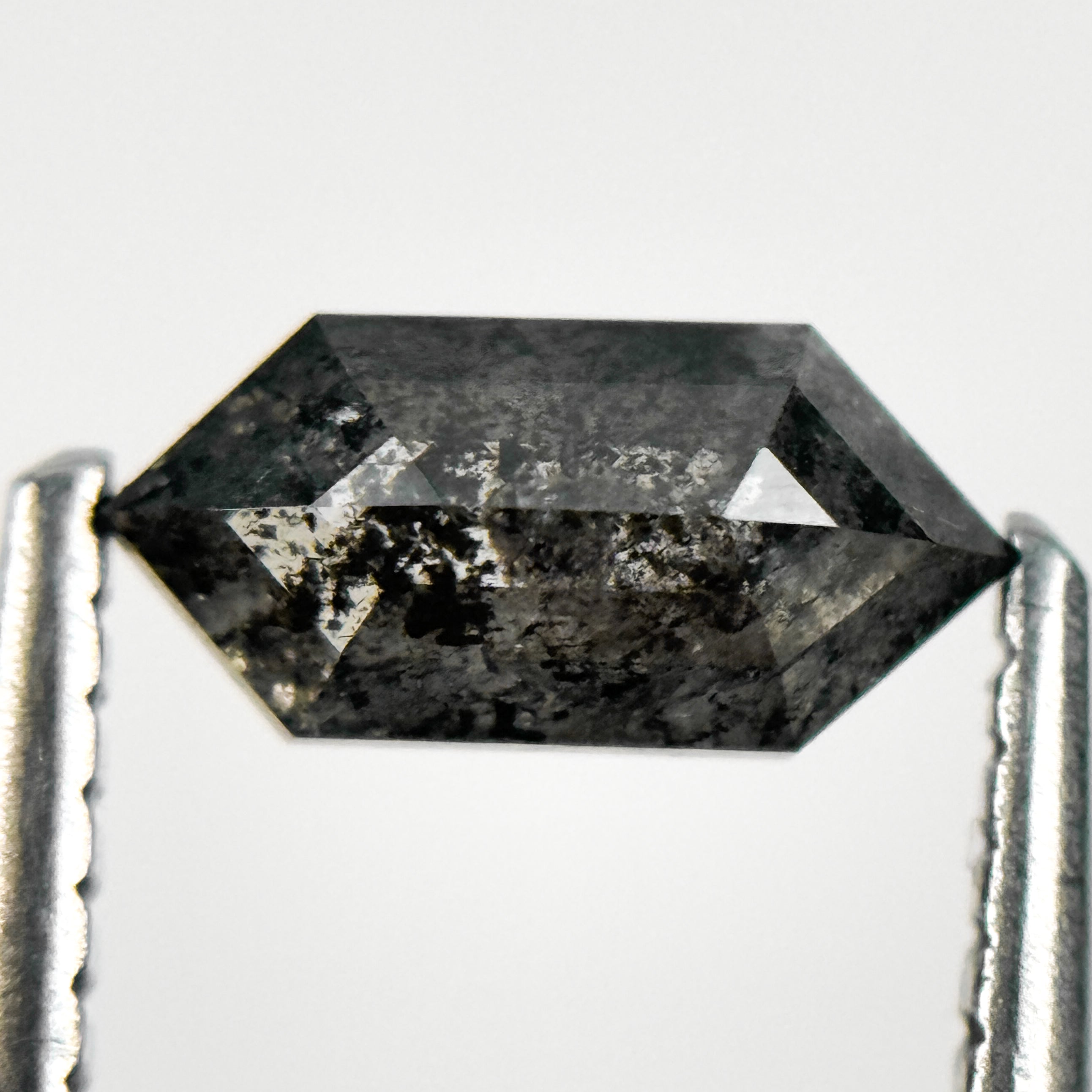 0.66 Ct Hexagon Rose Cut Grey Natural Salt and Pepper Diamond