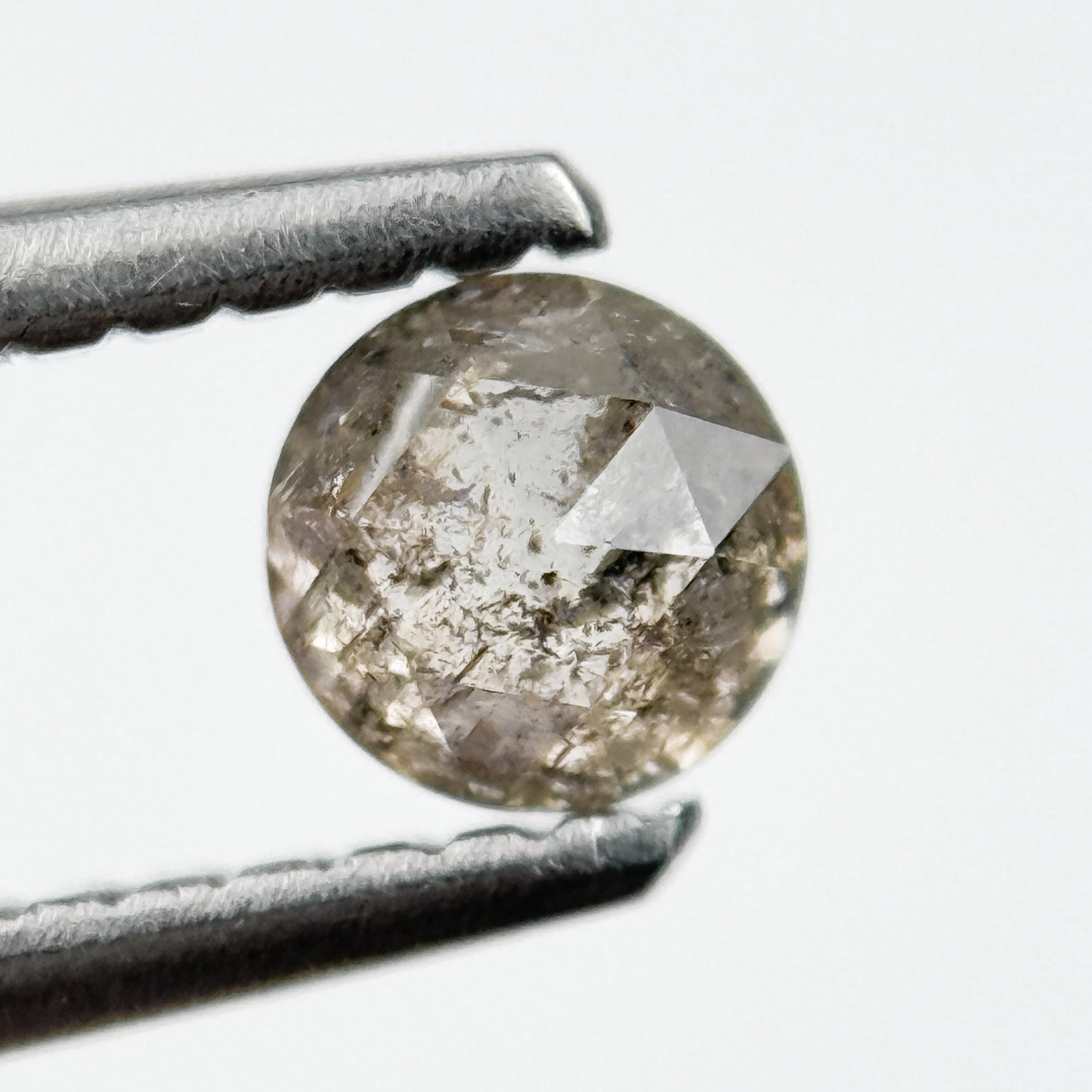 0.36 Ct Round Rose Cut Grey Natural Salt and Pepper Diamond