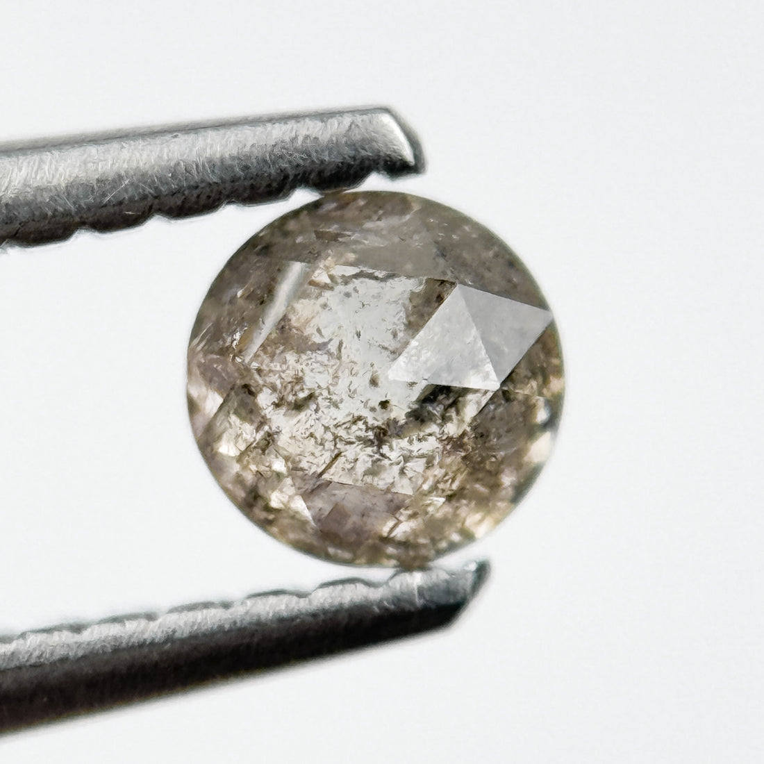 0.36 Ct Round Rose Cut Grey Natural Salt and Pepper Diamond