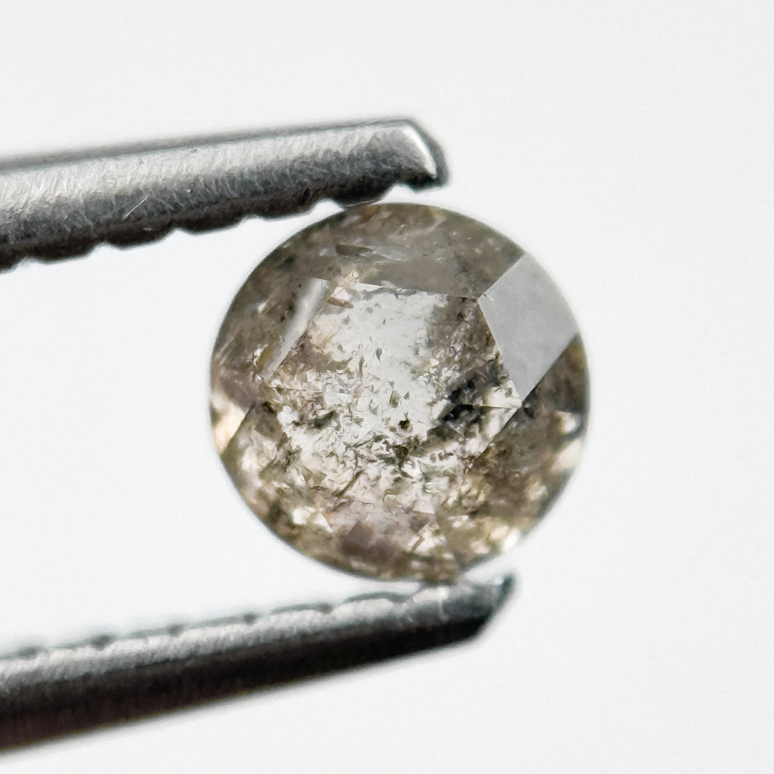 0.36 Ct Round Rose Cut Grey Natural Salt and Pepper Diamond