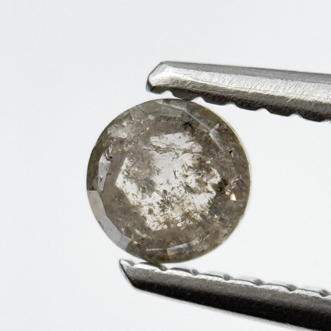 0.36 Ct Round Rose Cut Grey Natural Salt and Pepper Diamond