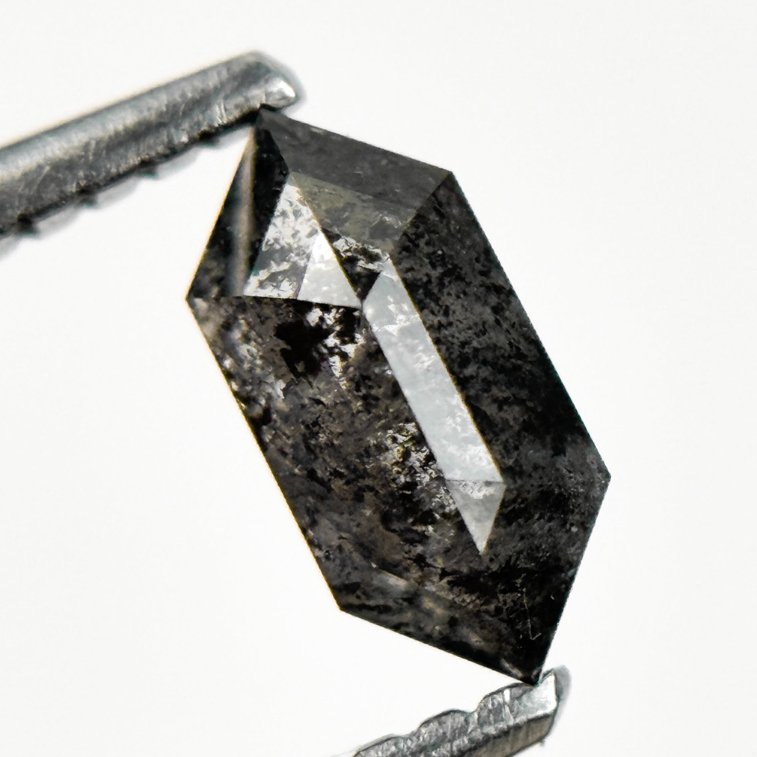 0.66 Ct Hexagon Rose Cut Grey Natural Salt and Pepper Diamond