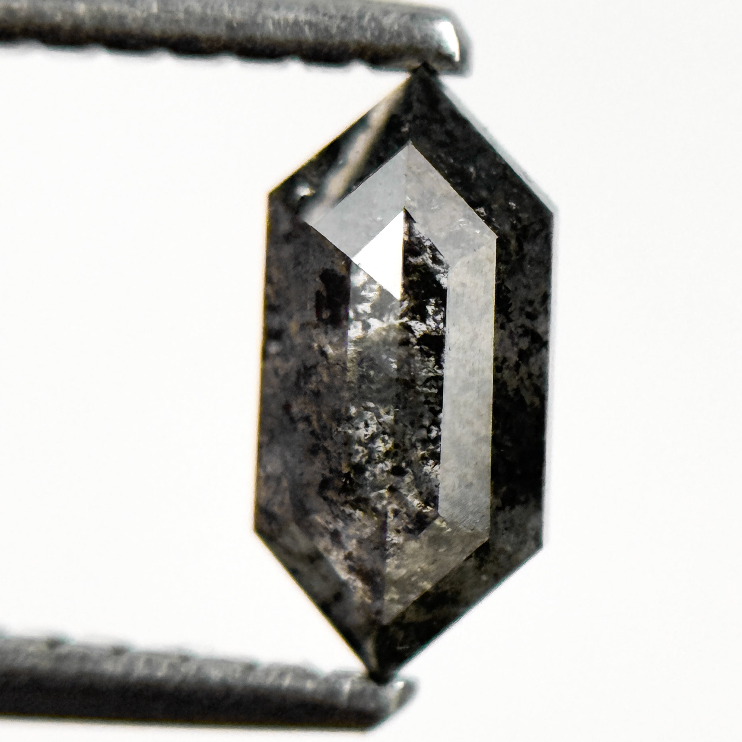 0.66 Ct Hexagon Rose Cut Grey Natural Salt and Pepper Diamond