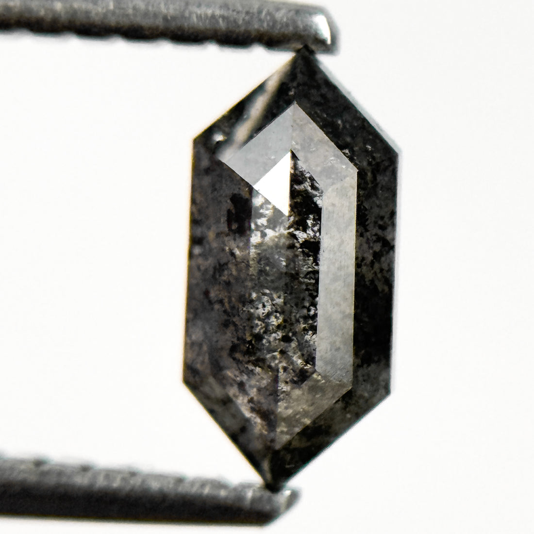 0.66 Ct Hexagon Rose Cut Grey Natural Salt and Pepper Diamond