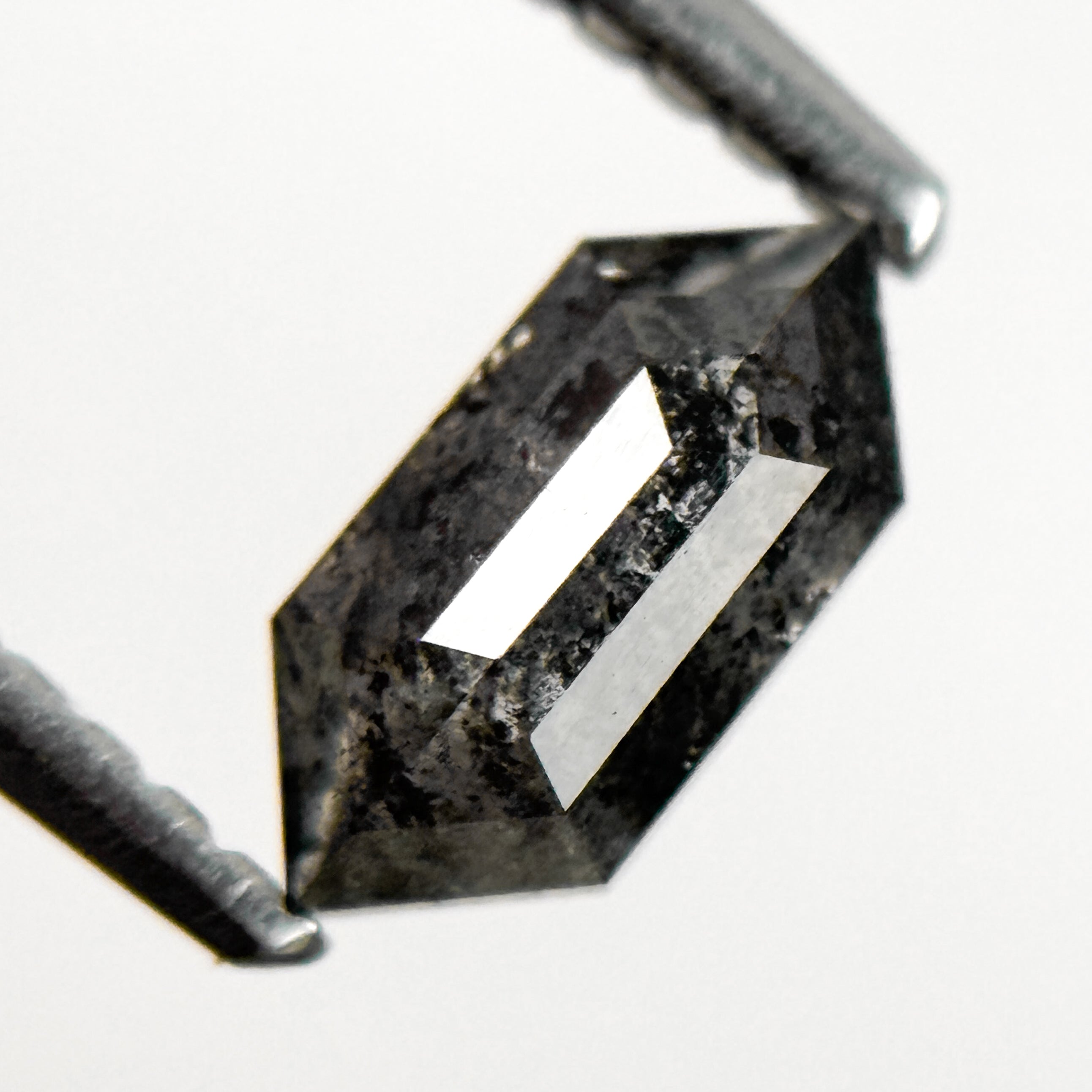 0.66 Ct Hexagon Rose Cut Grey Natural Salt and Pepper Diamond