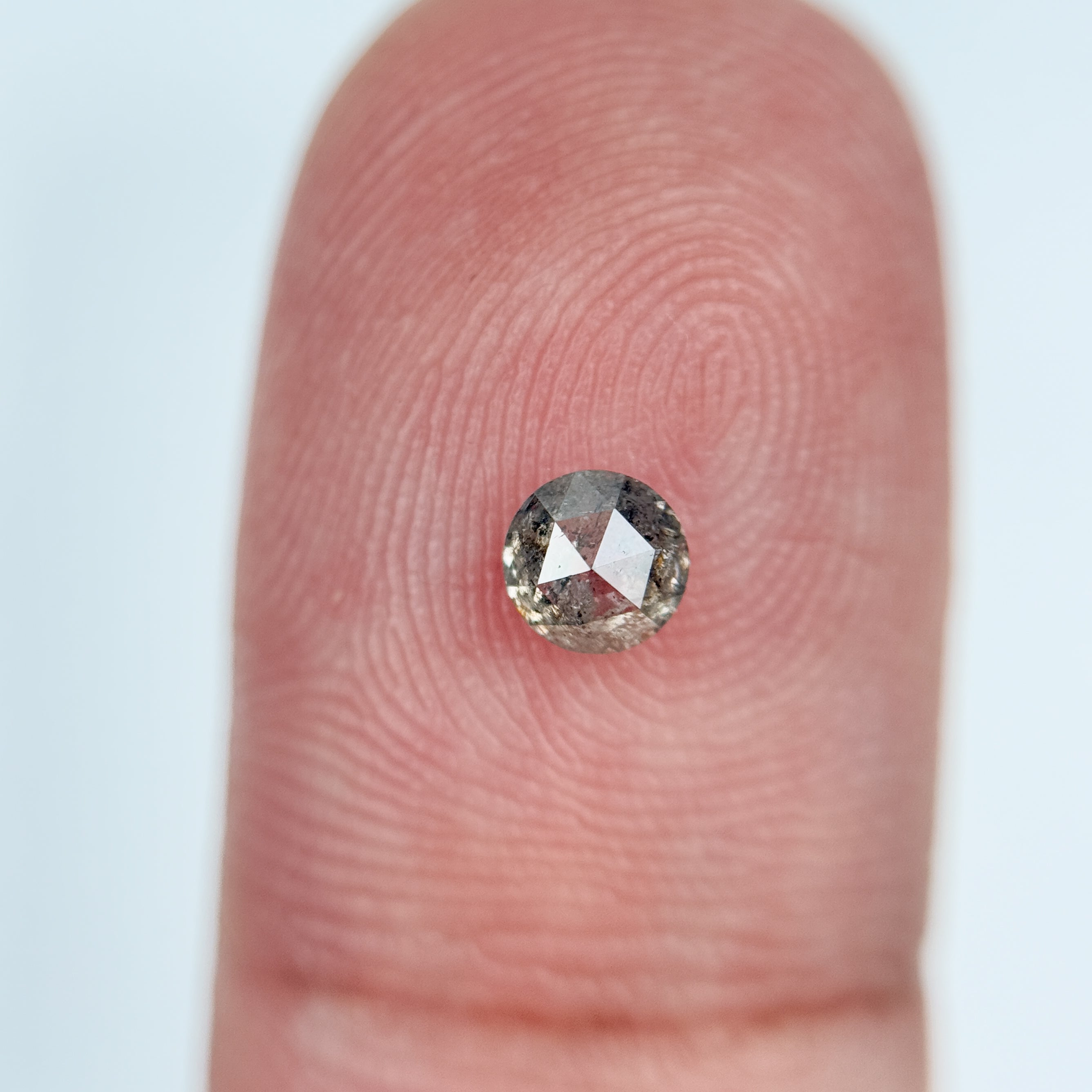 0.36 Ct Round Rose Cut Grey Natural Salt and Pepper Diamond