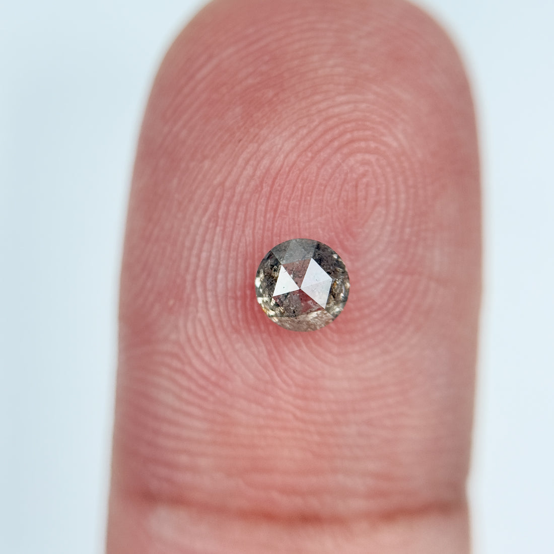 0.36 Ct Round Rose Cut Grey Natural Salt and Pepper Diamond