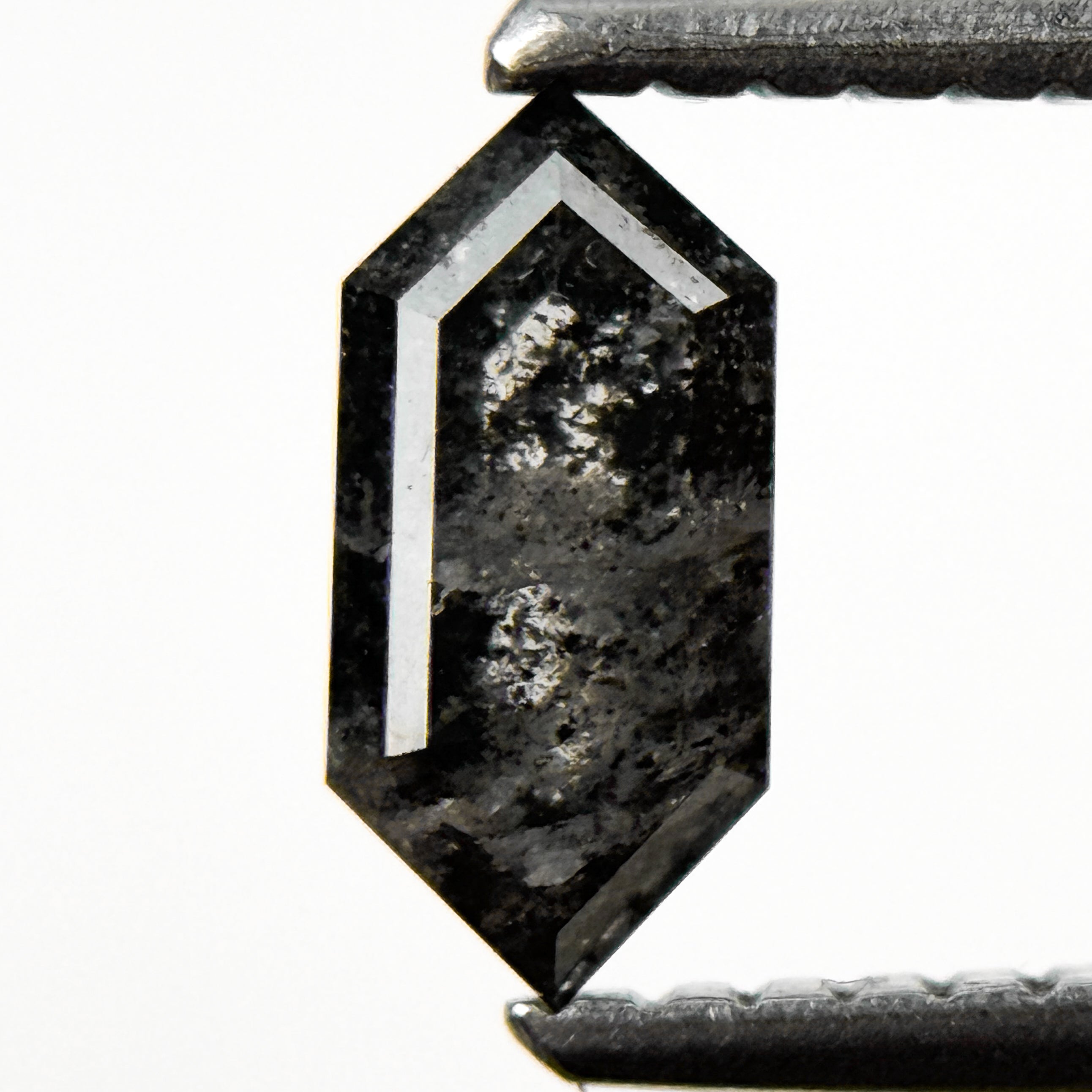 0.66 Ct Hexagon Rose Cut Grey Natural Salt and Pepper Diamond