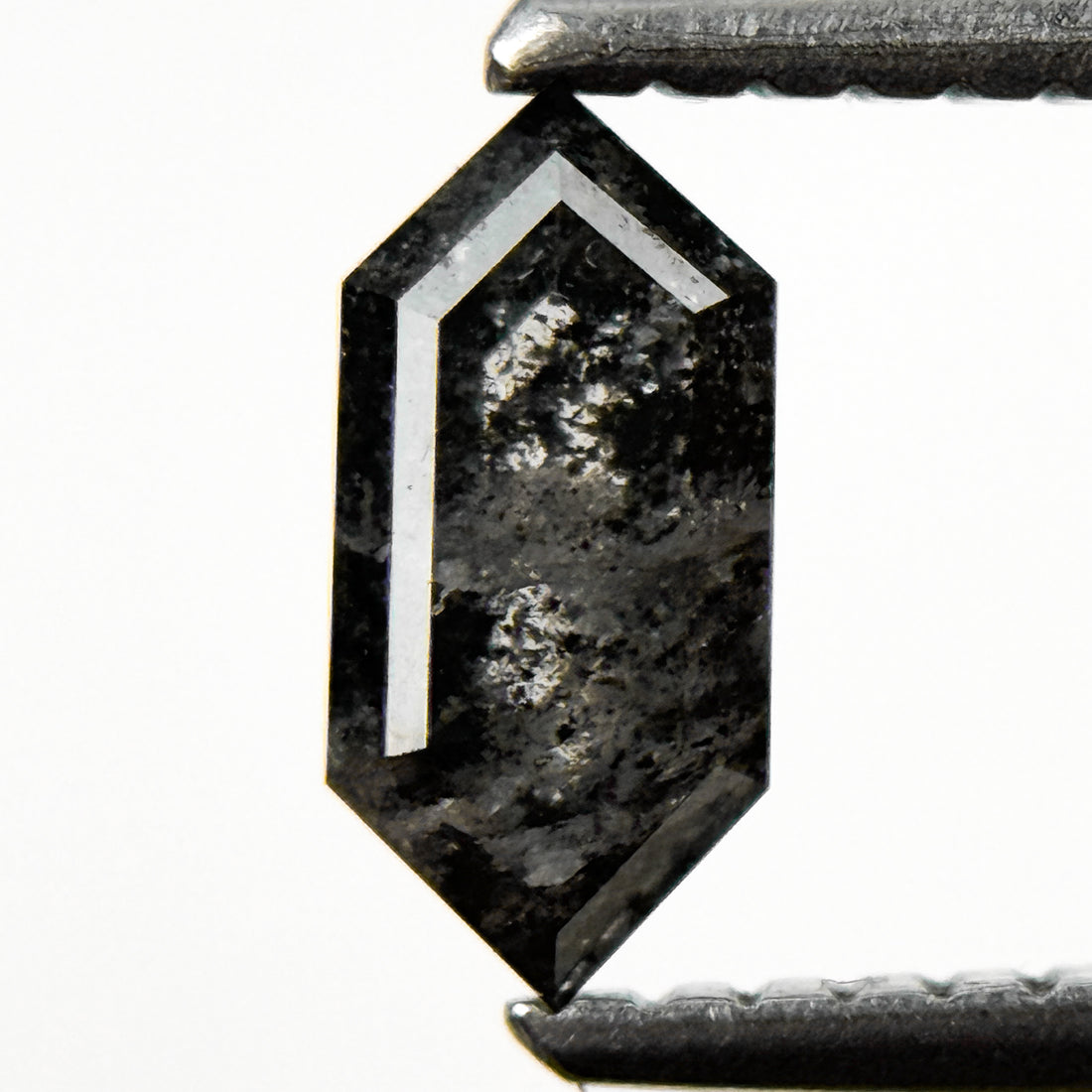 0.66 Ct Hexagon Rose Cut Grey Natural Salt and Pepper Diamond