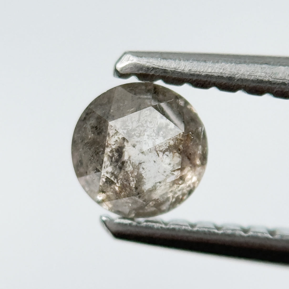 0.36 Ct Round Rose Cut Grey Natural Salt and Pepper Diamond