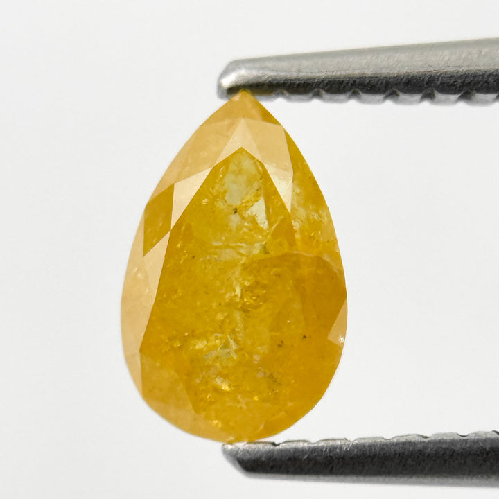 0.98 Ct Pear Rose Cut Yellow Natural Salt and Pepper Diamond