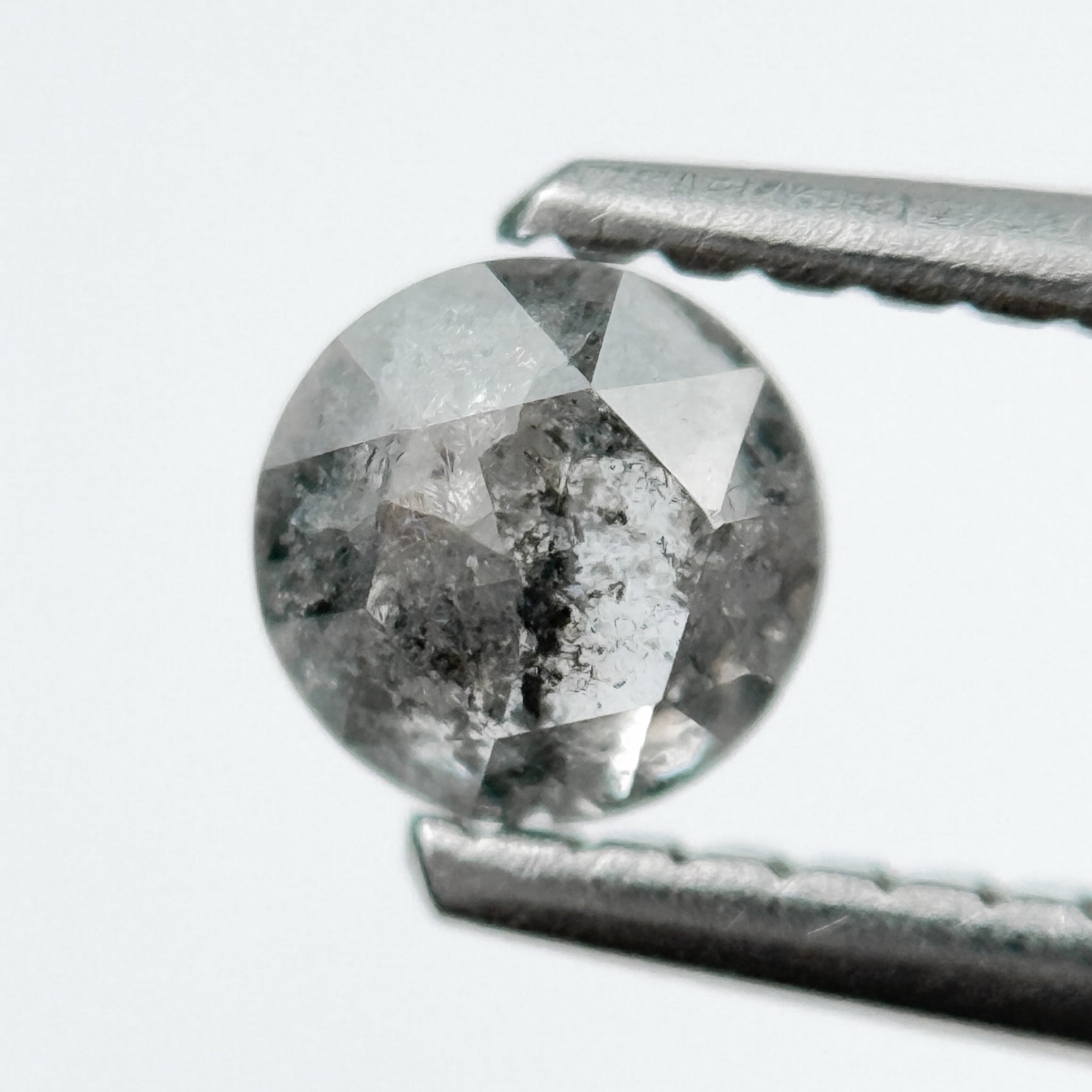 0.45 Ct Round Rose Cut Grey Natural Salt and Pepper Diamond