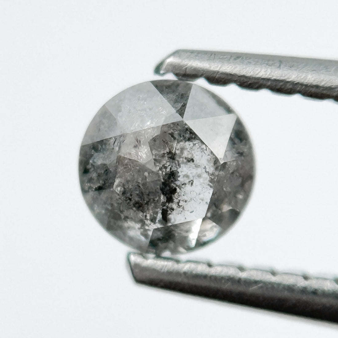0.45 Ct Round Rose Cut Grey Natural Salt and Pepper Diamond