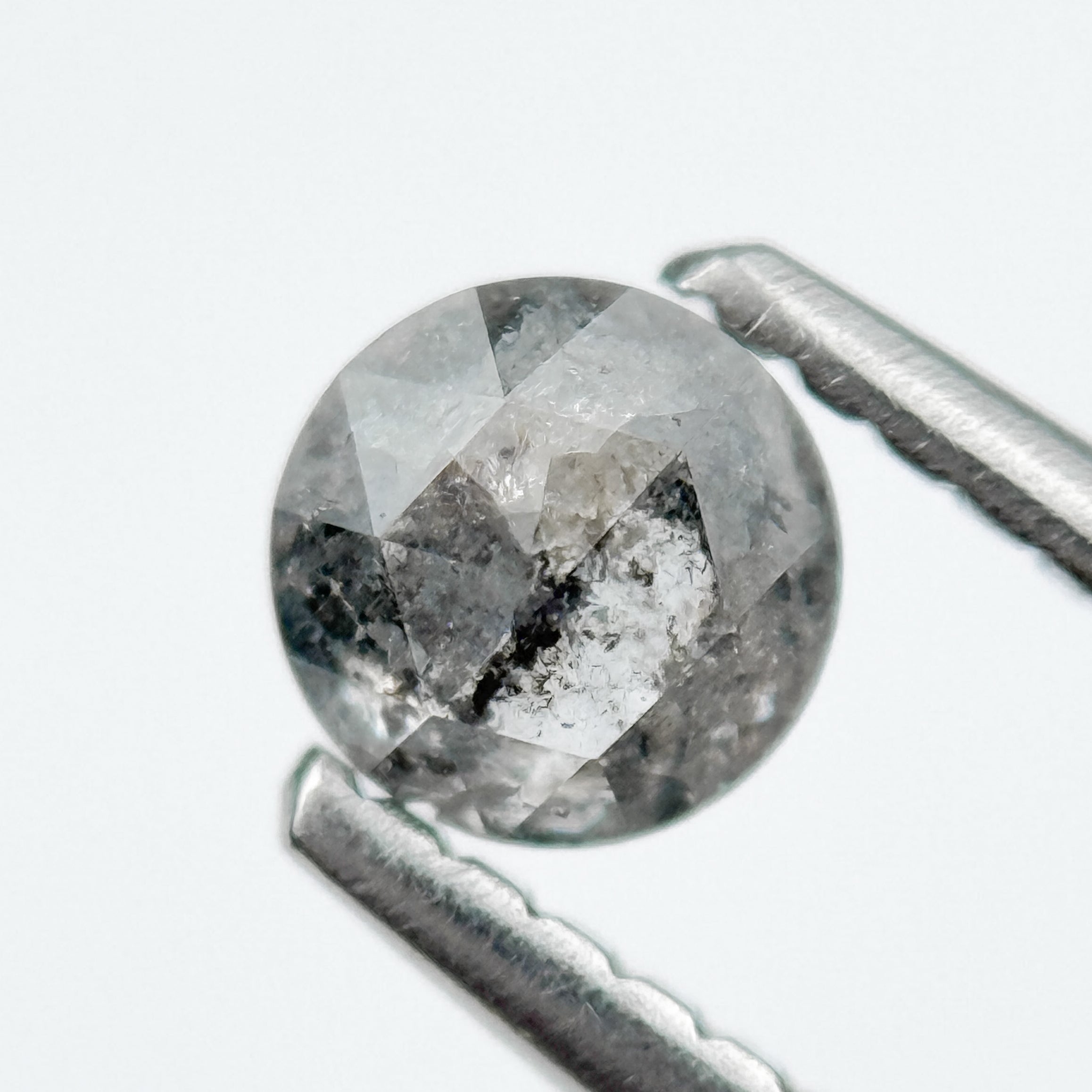0.45 Ct Round Rose Cut Grey Natural Salt and Pepper Diamond