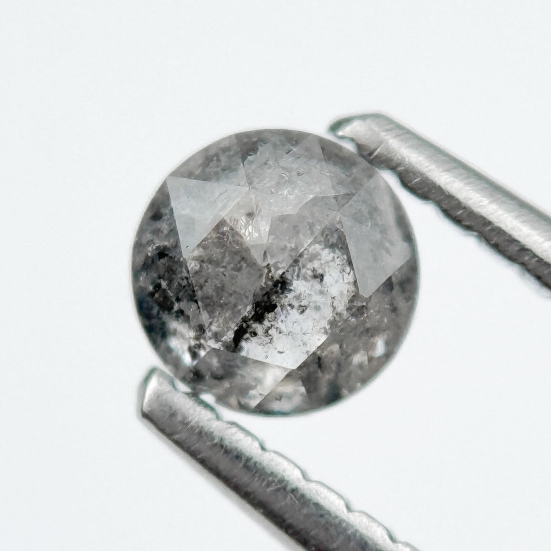 0.45 Ct Round Rose Cut Grey Natural Salt and Pepper Diamond