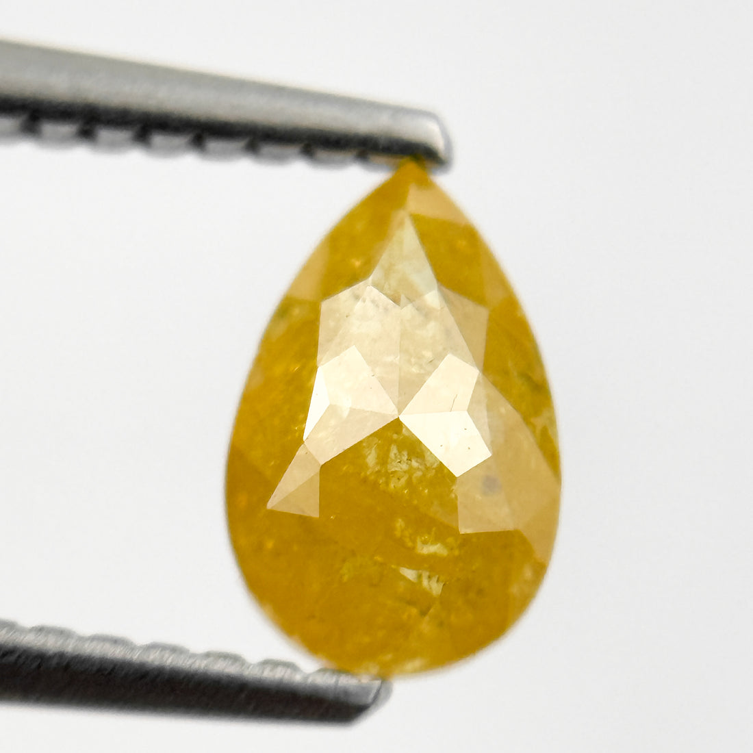 0.98 Ct Pear Rose Cut Yellow Natural Salt and Pepper Diamond