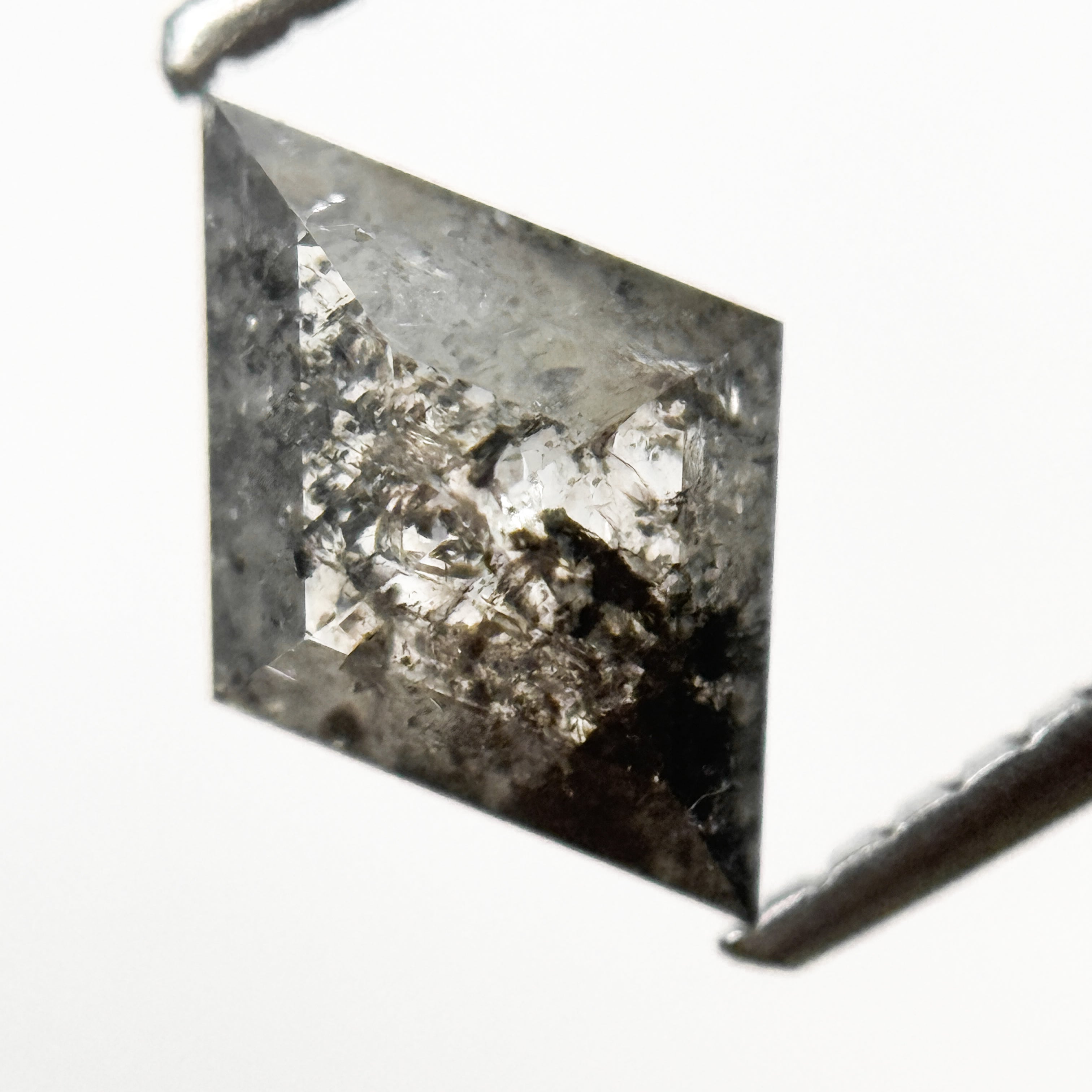 1.10 Ct Kite Rose Cut Grey Natural Salt and Pepper Diamond