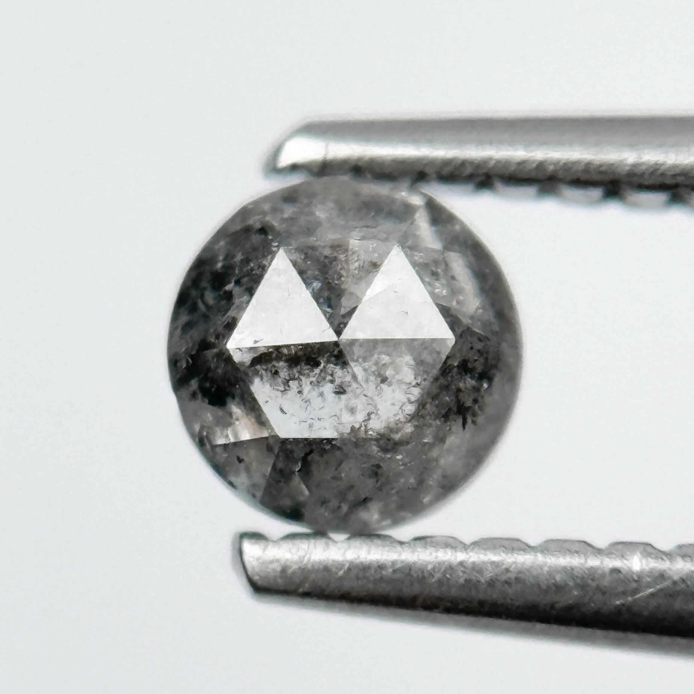 0.45 Ct Round Rose Cut Grey Natural Salt and Pepper Diamond