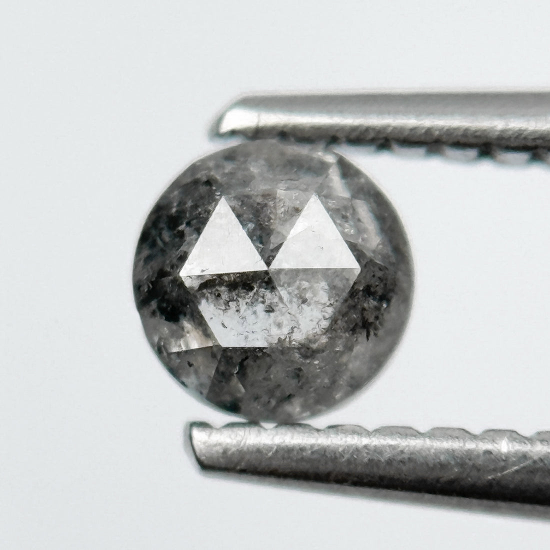 0.45 Ct Round Rose Cut Grey Natural Salt and Pepper Diamond