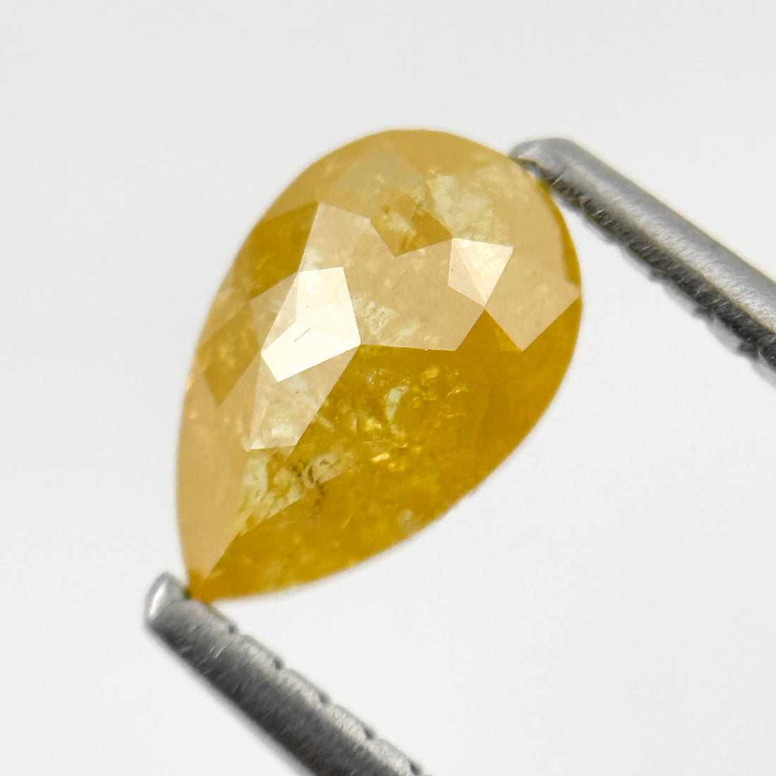 0.98 Ct Pear Rose Cut Yellow Natural Salt and Pepper Diamond