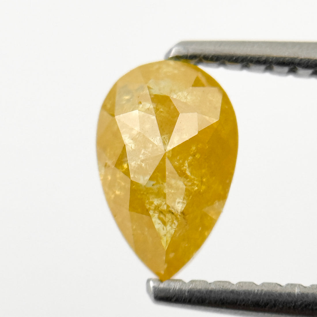 0.98 Ct Pear Rose Cut Yellow Natural Salt and Pepper Diamond