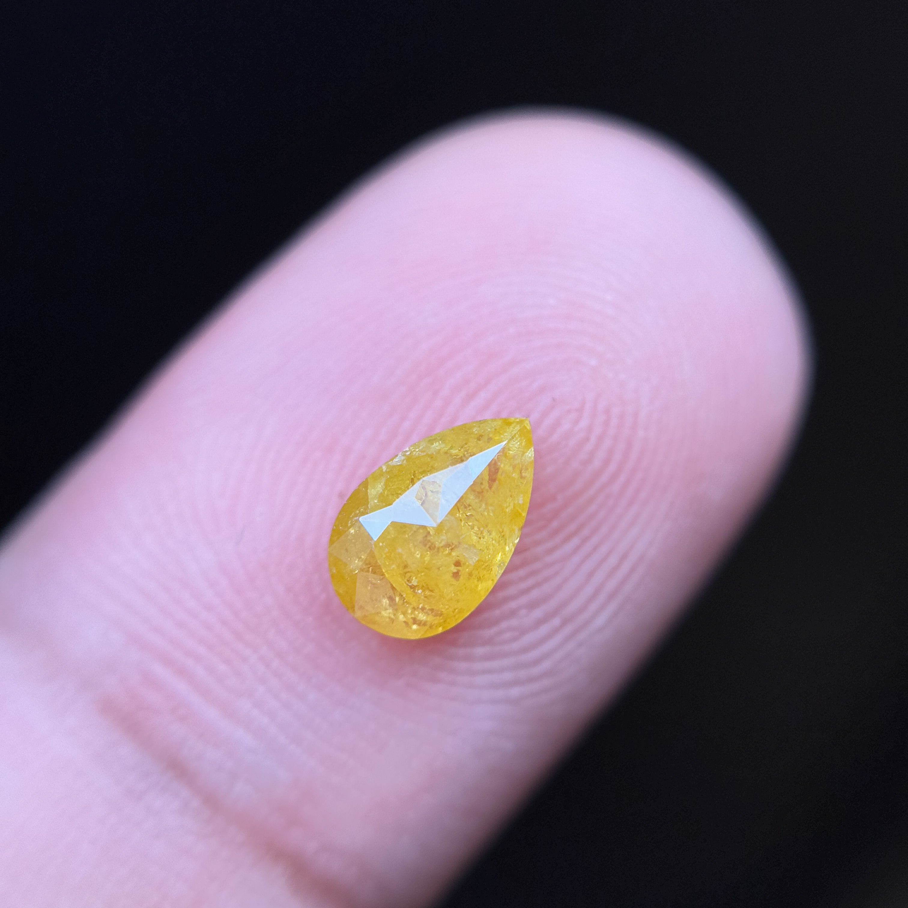 0.98 Ct Pear Rose Cut Yellow Natural Salt and Pepper Diamond