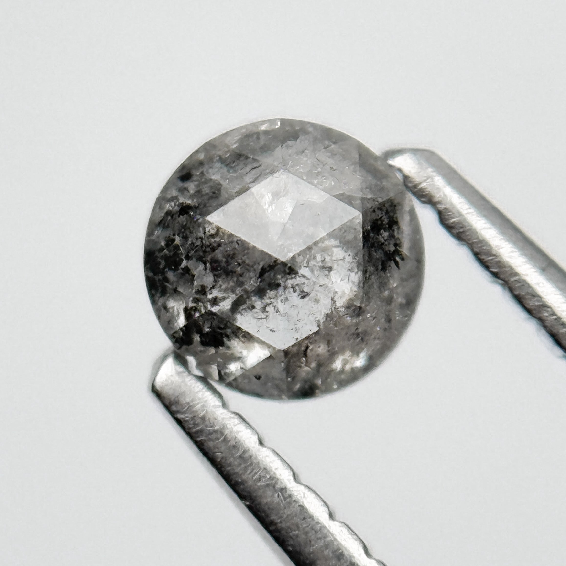 0.45 Ct Round Rose Cut Grey Natural Salt and Pepper Diamond