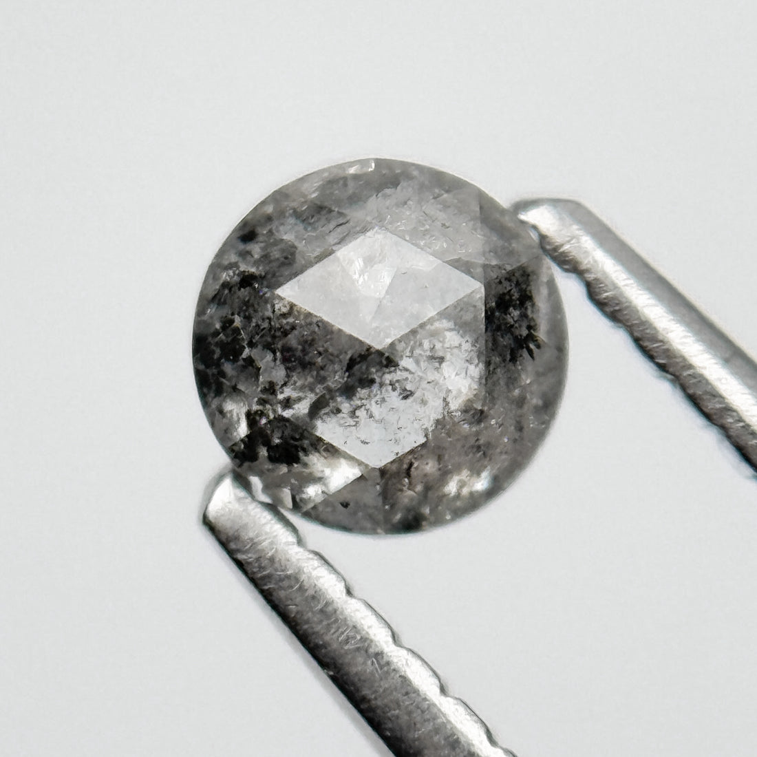 0.45 Ct Round Rose Cut Grey Natural Salt and Pepper Diamond