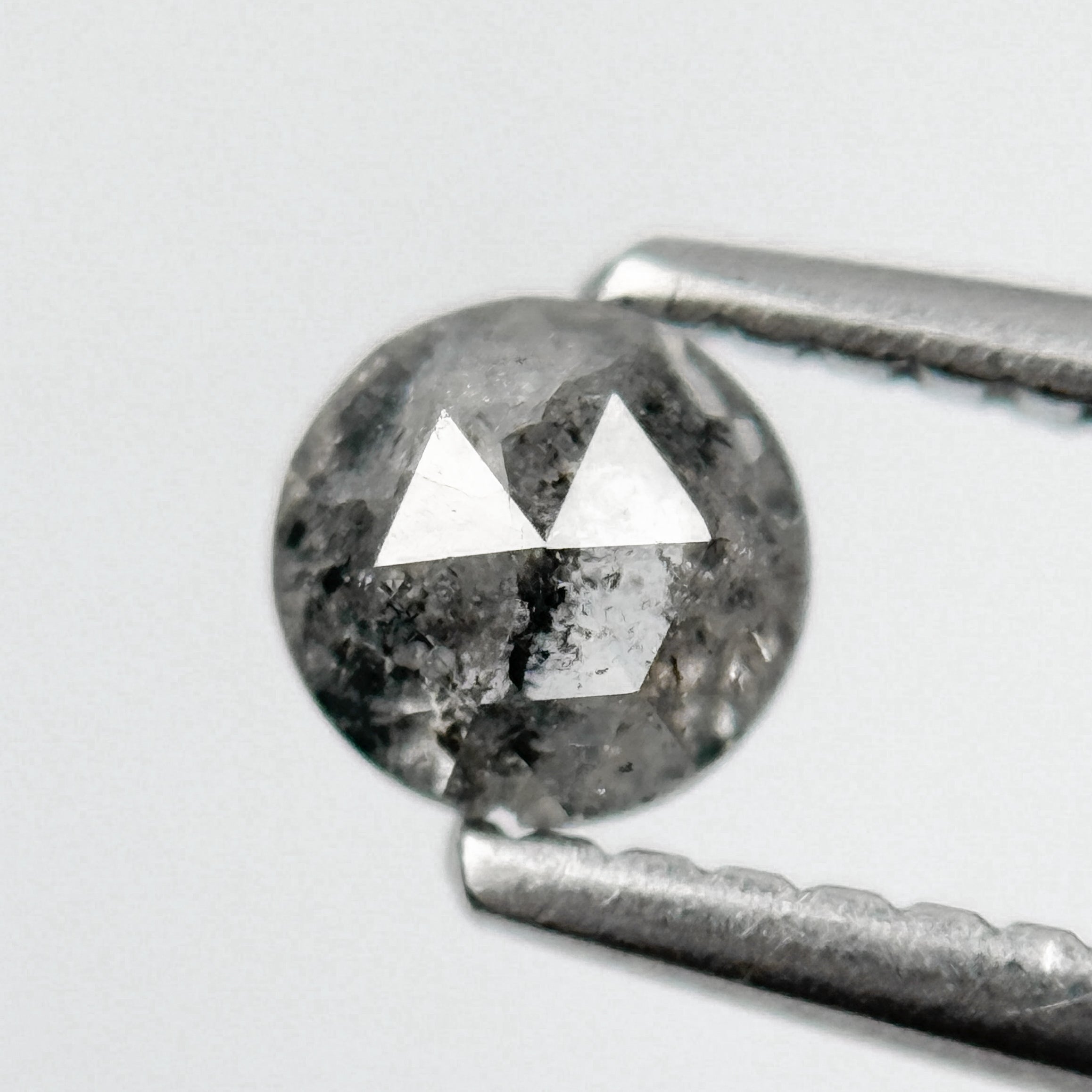0.45 Ct Round Rose Cut Grey Natural Salt and Pepper Diamond